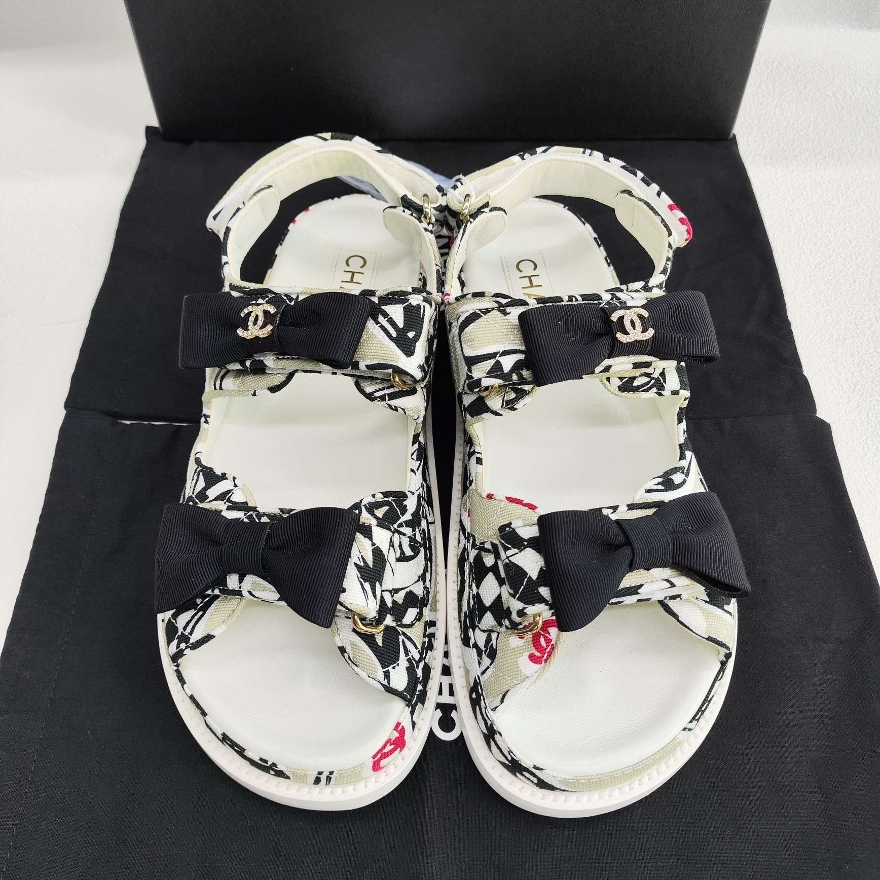 Chanel Chanel Patterned Bow Detail Dad Sandals Size 36.5 Size US 6.5 / IT 36.5 - 3 Thumbnail