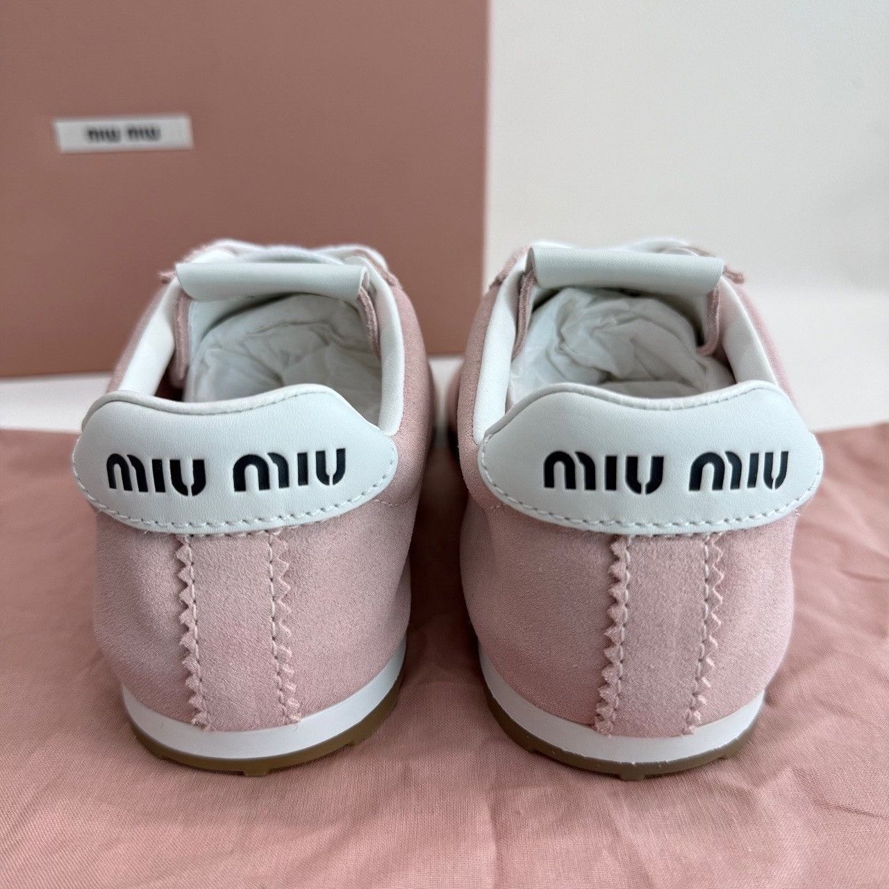 Miu Miu Miu Miu Plume Suede Low-Top Sneakers Pink Size 36 Size US 6 / IT 36 - 7 Thumbnail