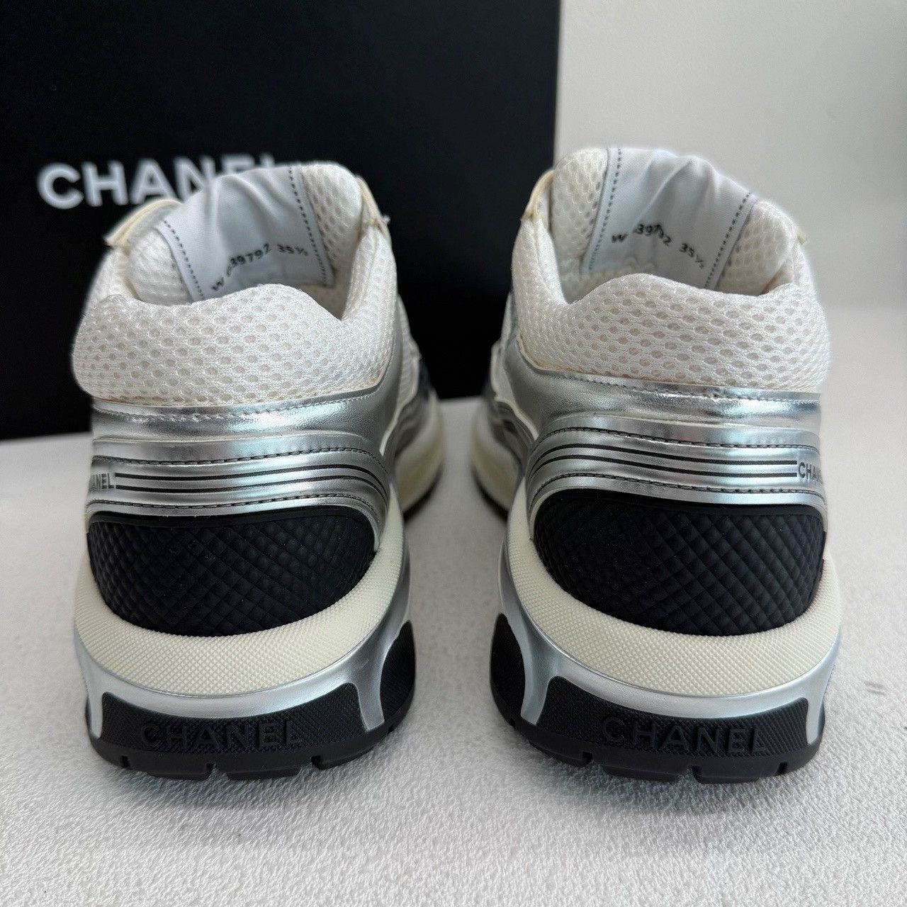 Chanel Chanel CC Logo Mesh Low-Top Sneakers Silver Size 35.5 Size US 5.5 / IT 35.5 - 7 Thumbnail