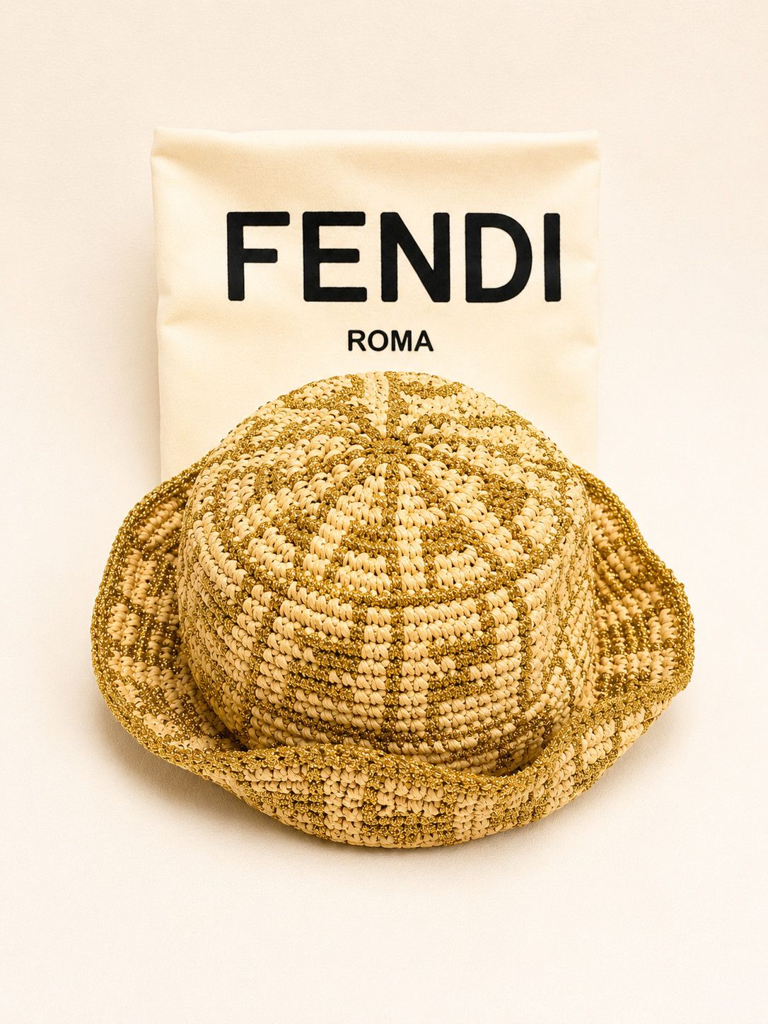 Fendi Chapeau Raphia et Lamé Size ONE SIZE - 2 Thumbnail