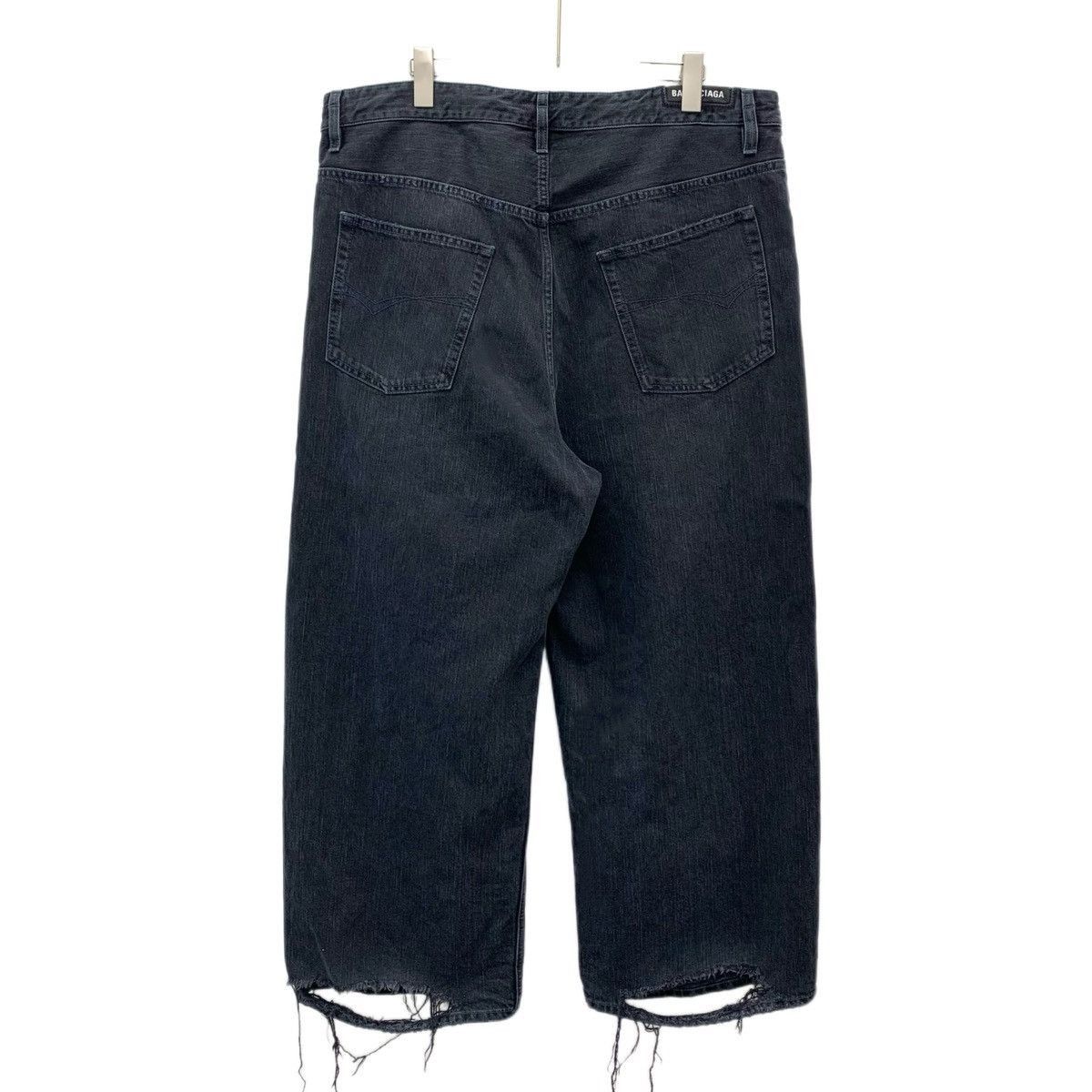 Balenciaga Washed Distressed Wide-Leg Black Denim Pants Size US 32 / EU 48 - 2 Thumbnail