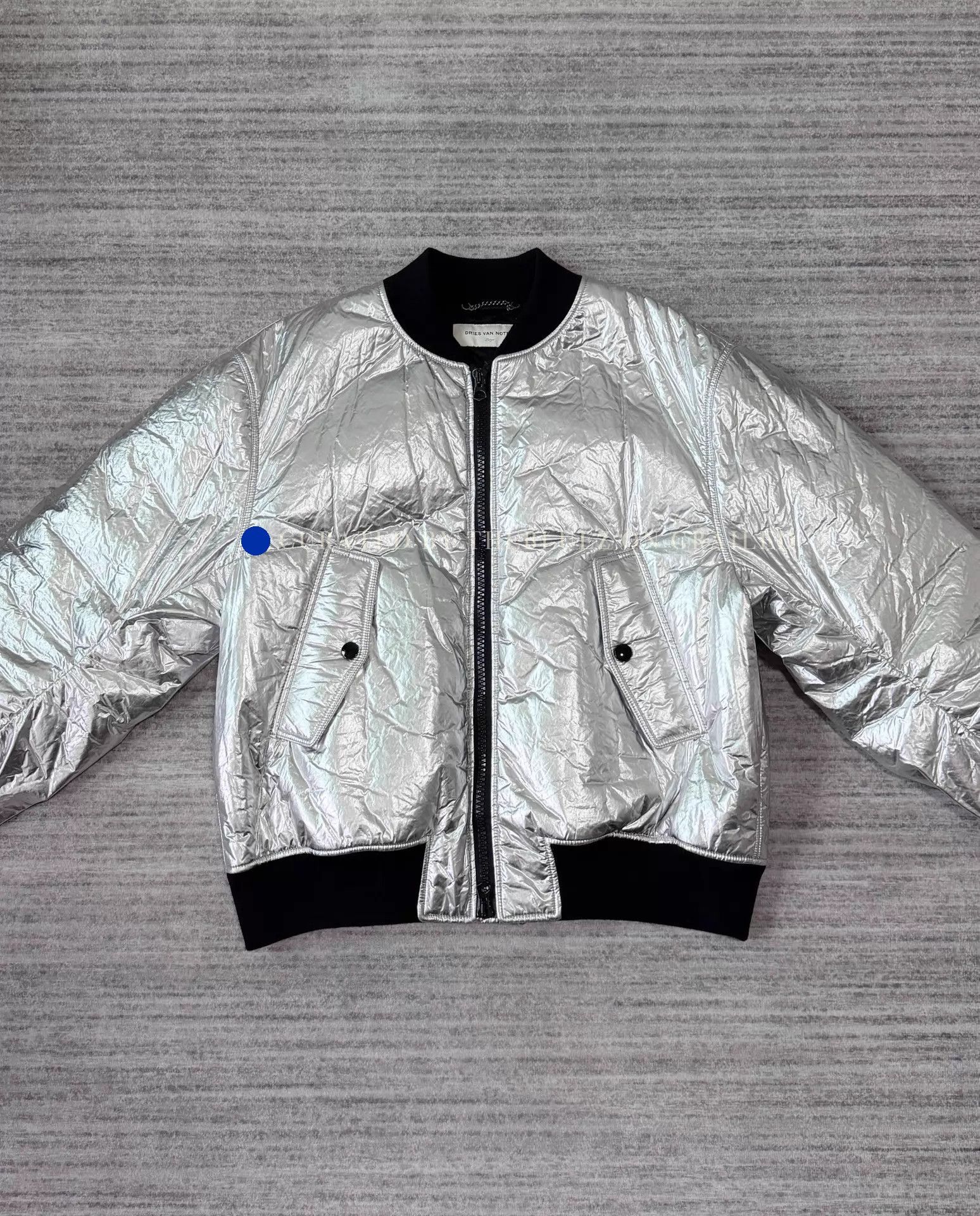 Dries Van Noten Silver Back Zip Cotton Bomber Jacket Size US L / EU 52-54 / 3 - 2 Thumbnail