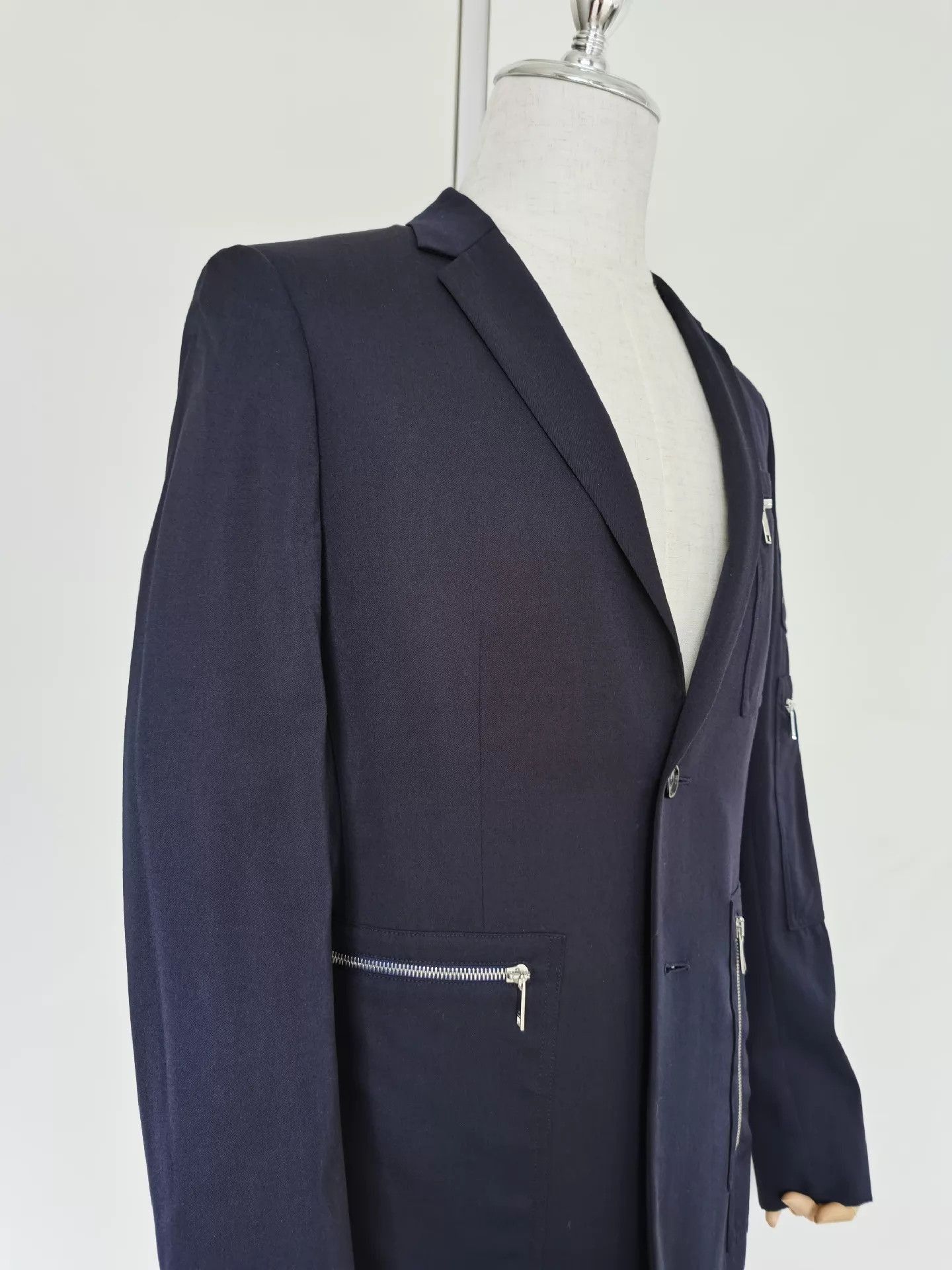 Dior Stylish Blue Wool Suit with Multi-Zip Design Size US M / EU 48-50 / 2 - 9 Thumbnail