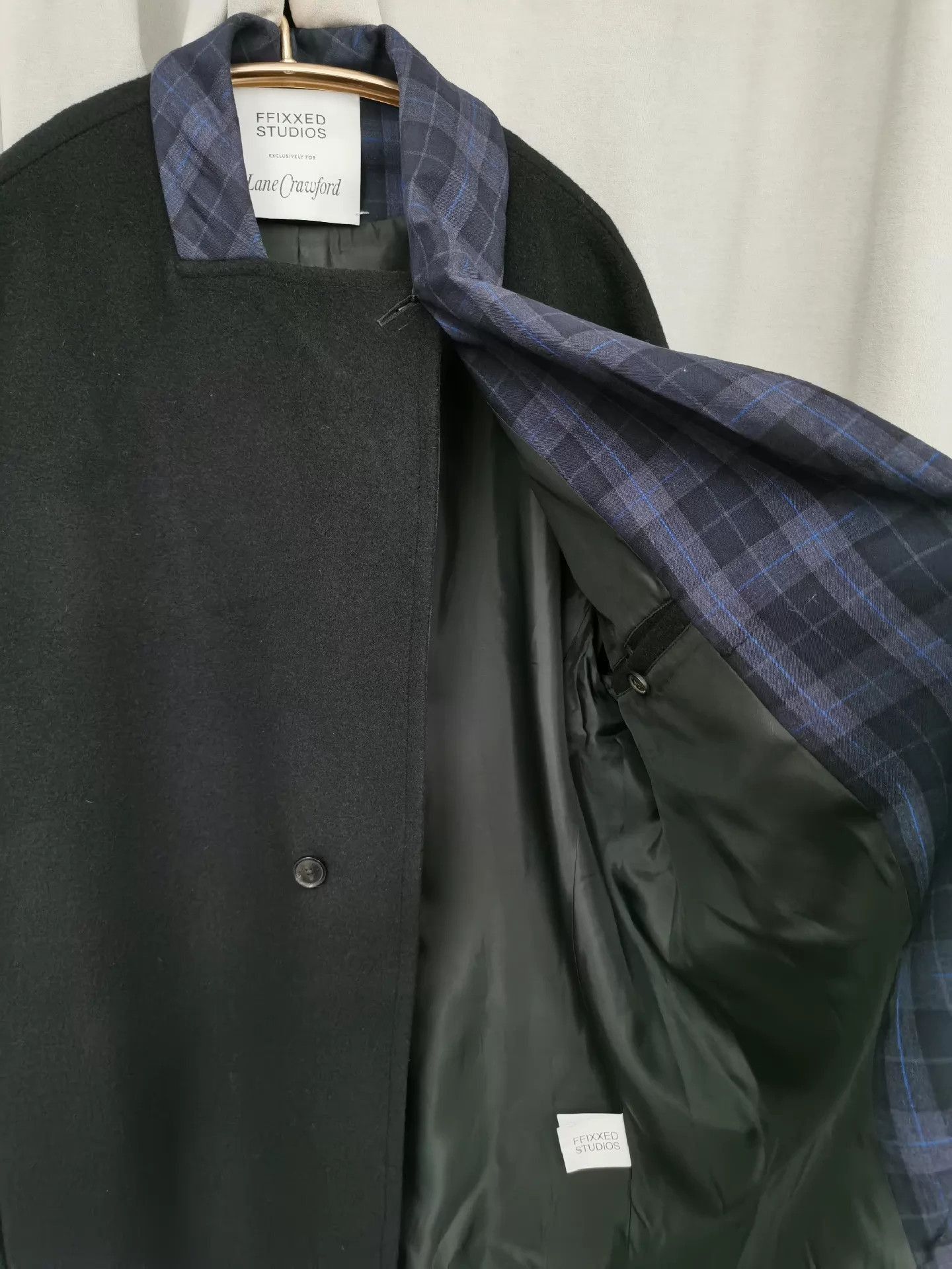 FFIXXED STUDIOS Black Wool Drop Shoulder Coat, Unisex XS Size US XS / EU 42 / 0 - 4 Thumbnail