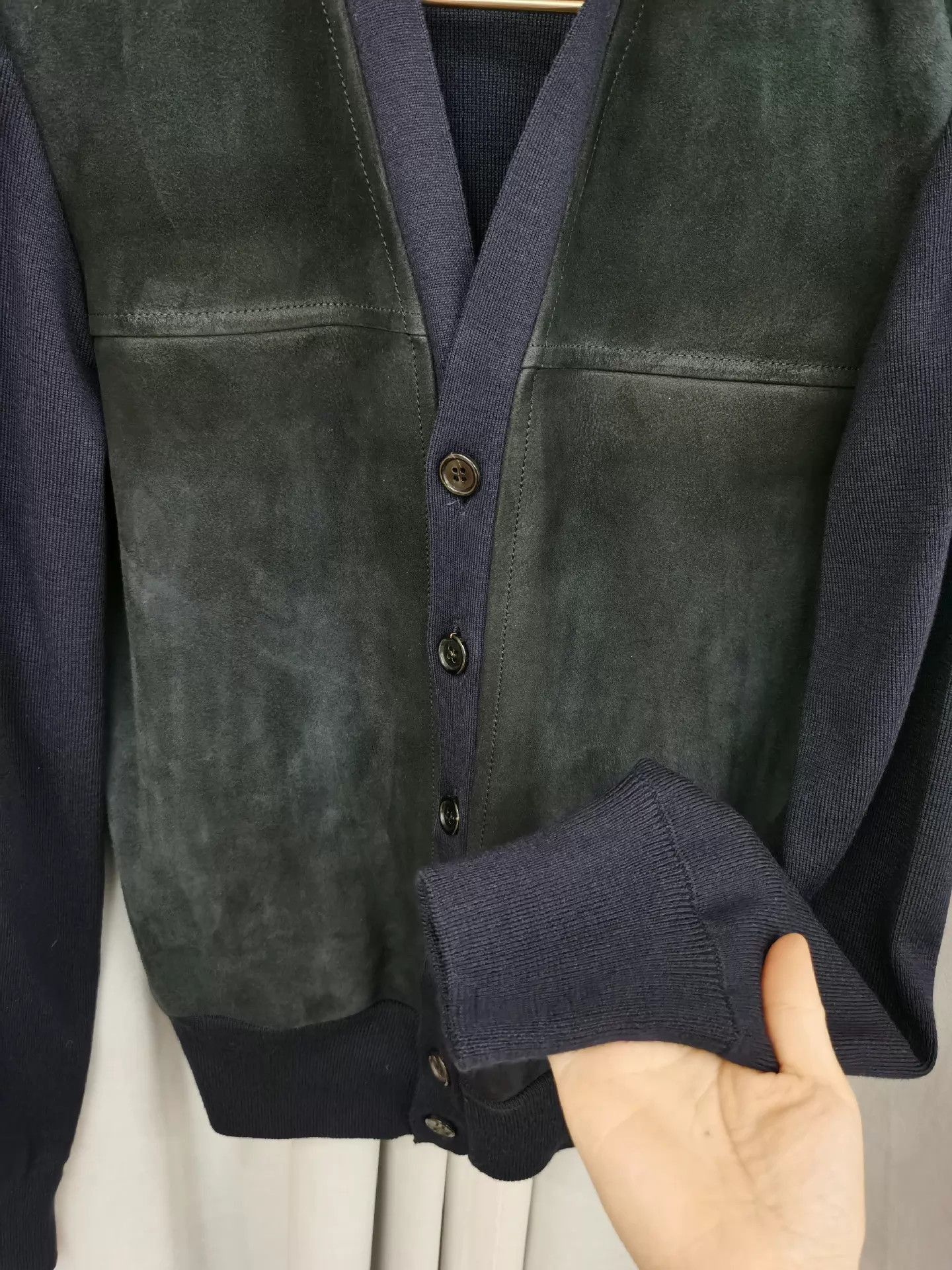 Prada Multi Wool-Suede V-Neck Cardigan Size S Size US S / EU 44-46 / 1 - 3 Thumbnail