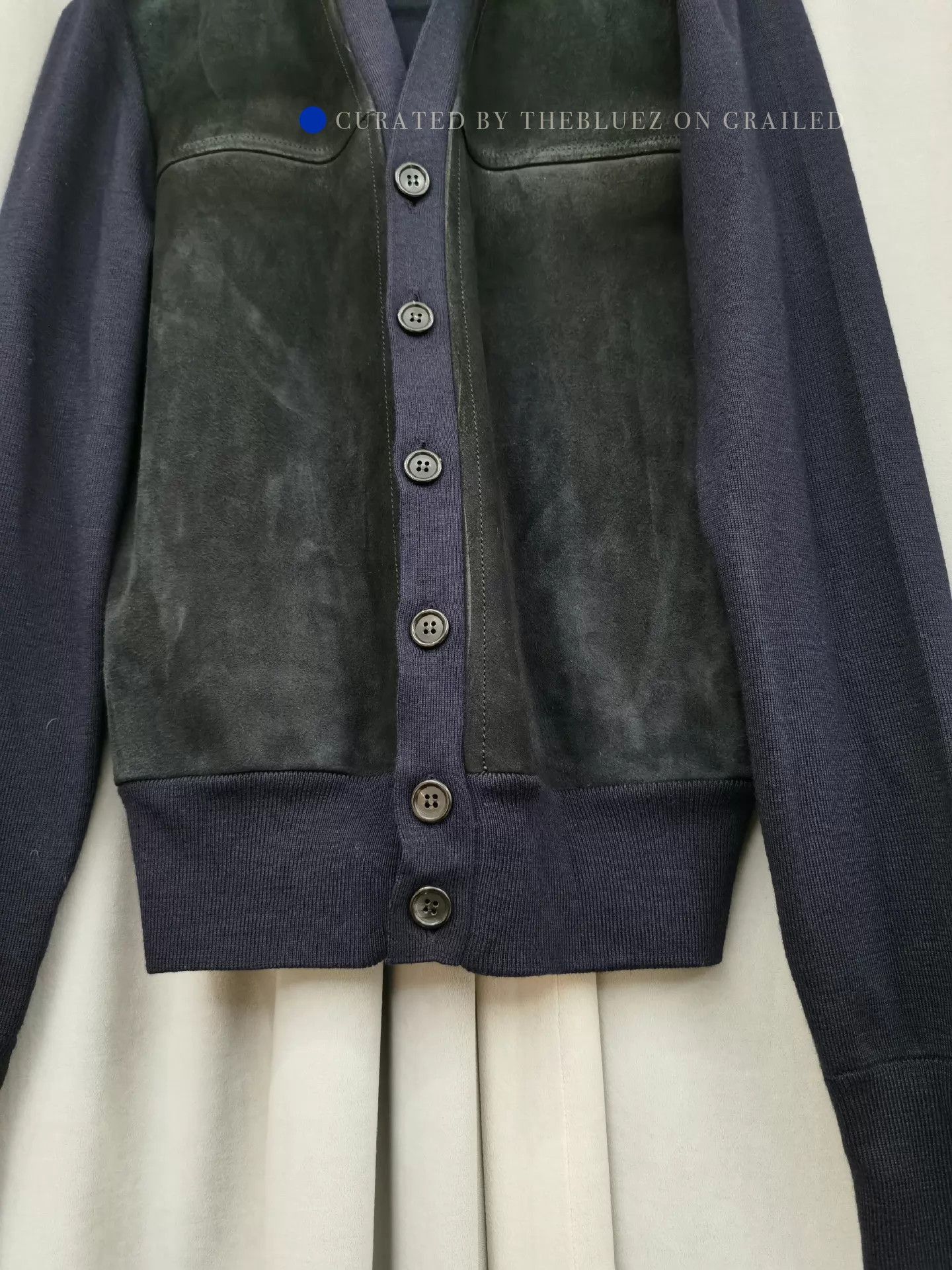 Prada Multi Wool-Suede V-Neck Cardigan Size S Size US S / EU 44-46 / 1 - 4 Thumbnail