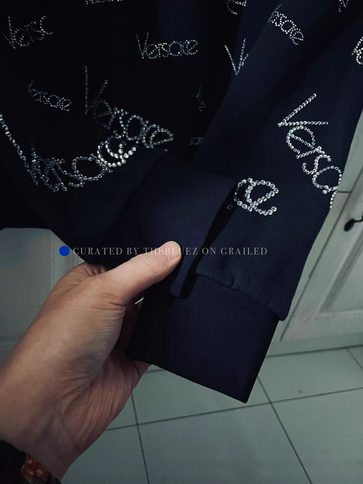Versace All-Crystal Luxury Black Sweatshirt Size US M / EU 48-50 / 2 - 6 Thumbnail