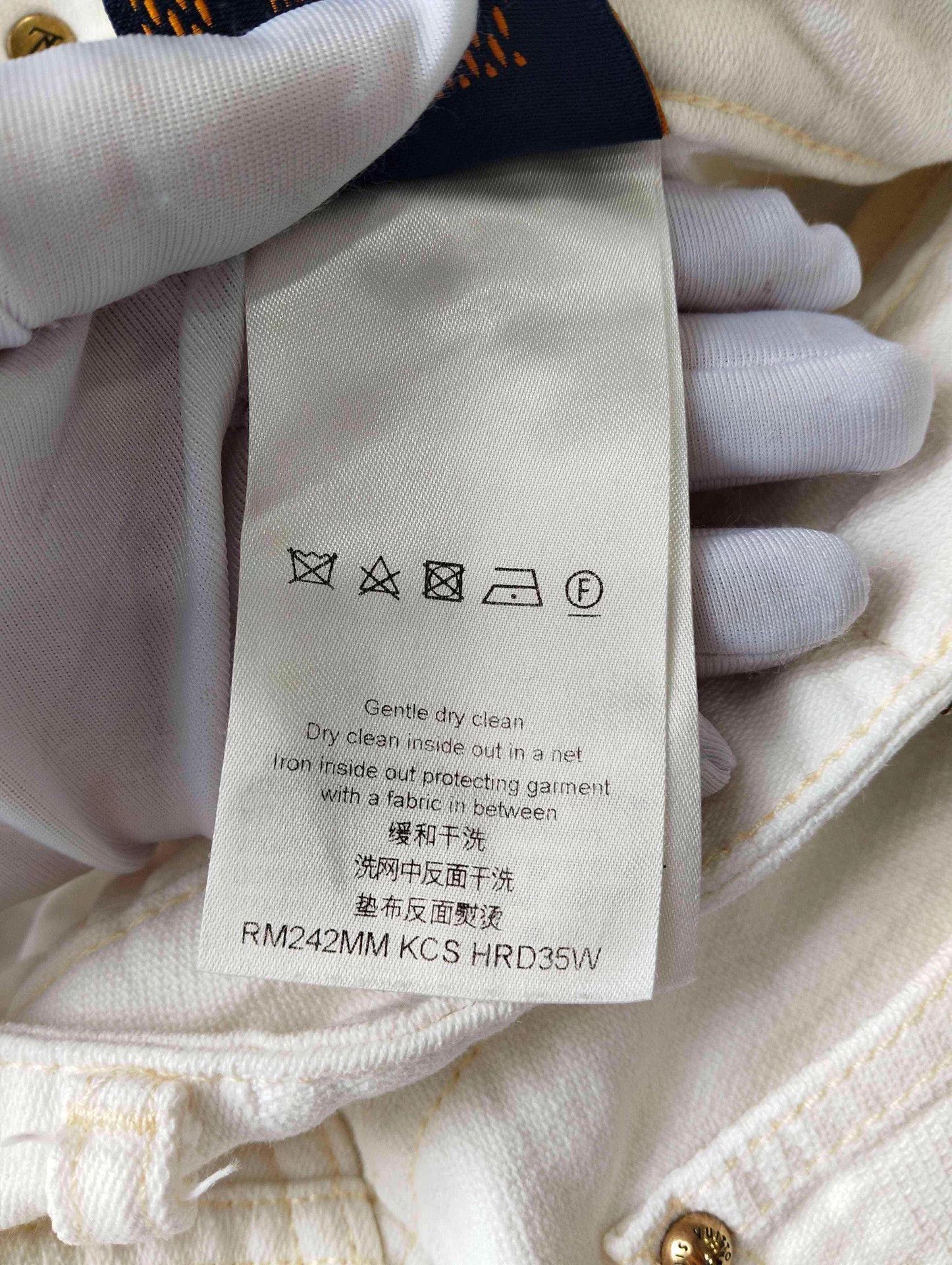 Louis Vuitton White Denim Pants with Embroidered Detail Size US 30 / EU 46 - 5 Thumbnail