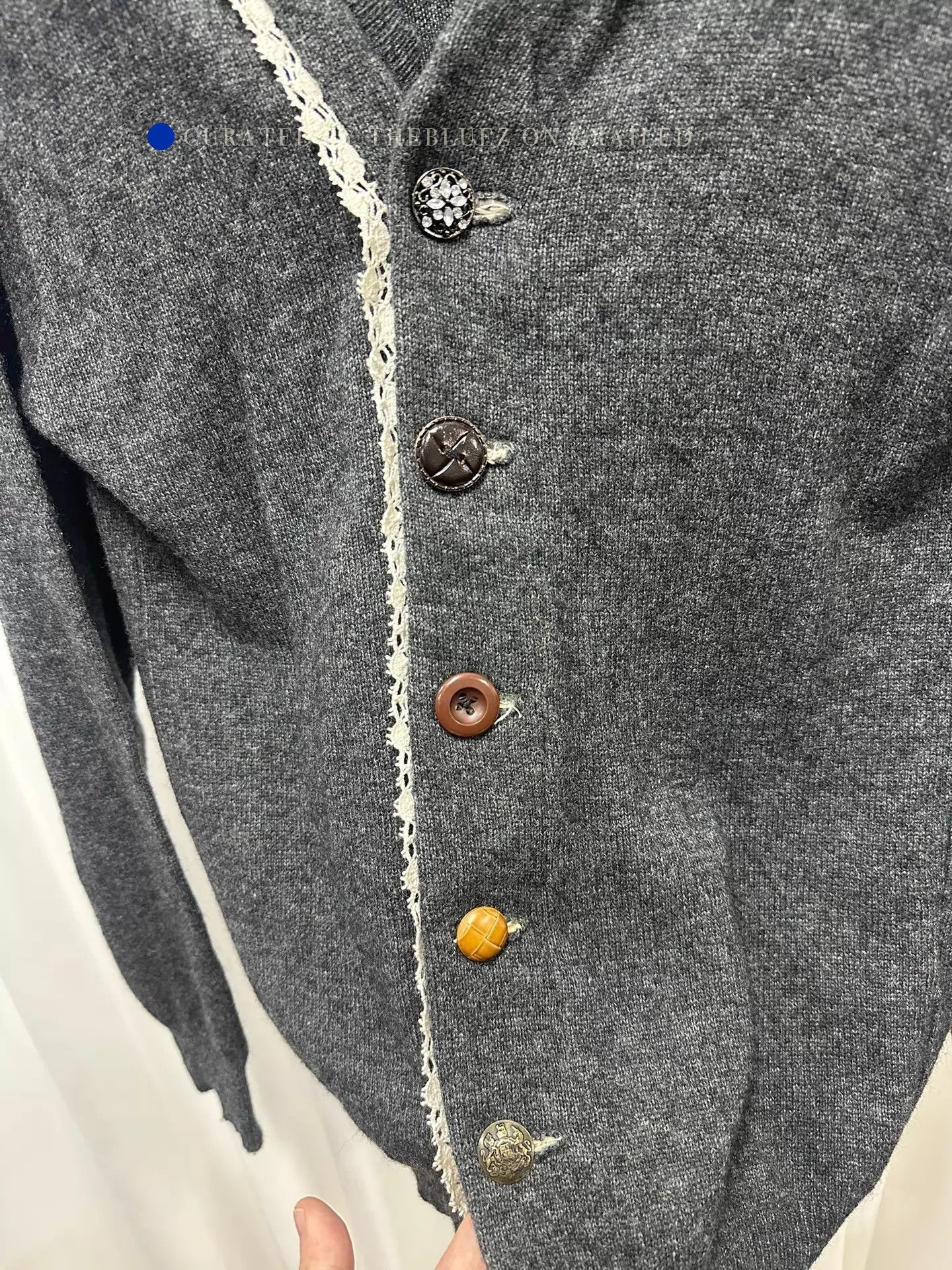 Geoffrey B. Small Lace Flower-Button Wool Knit Sweater Size US S / EU 44-46 / 1 - 2 Thumbnail