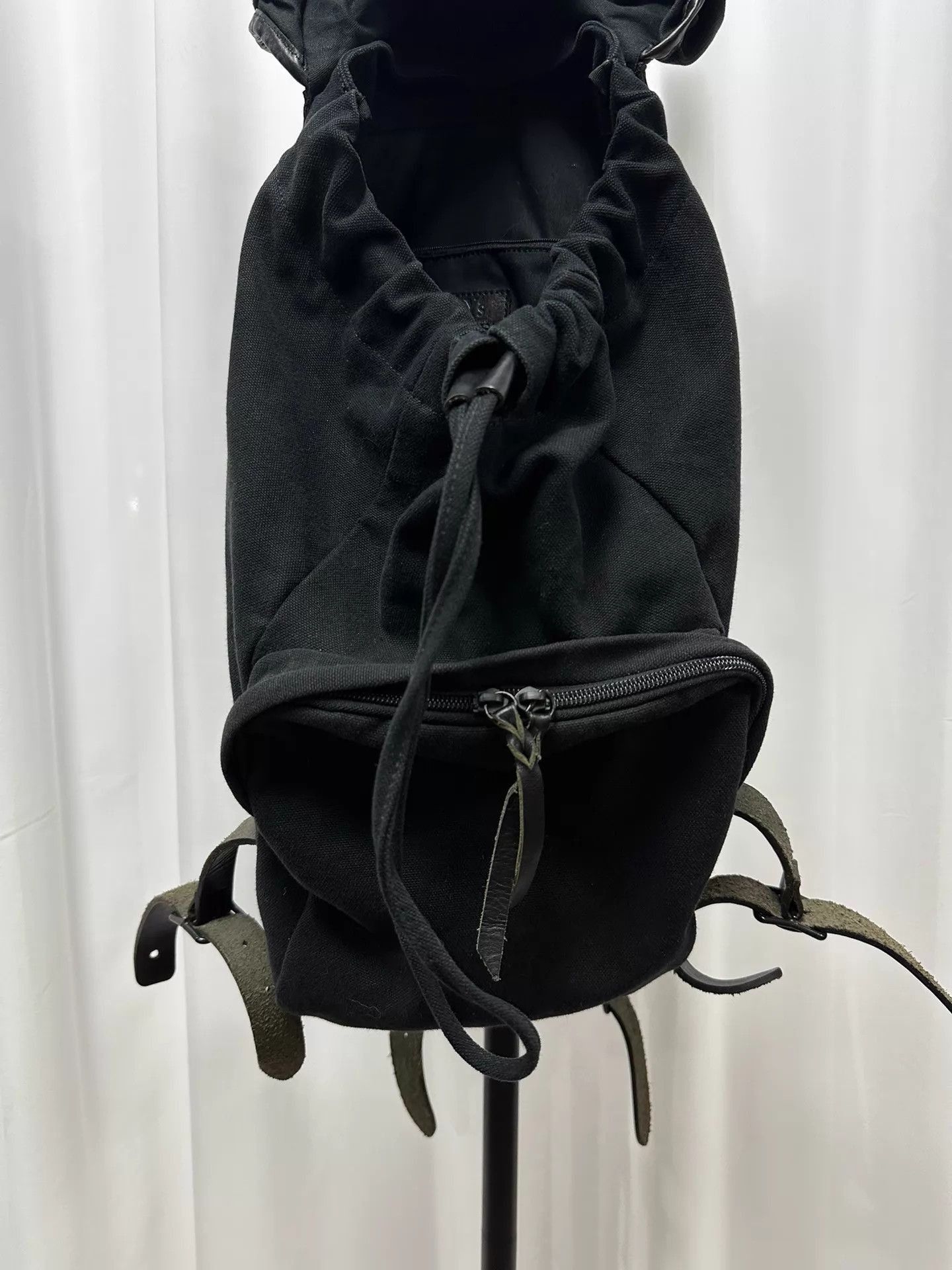 Yohji Yamamoto Stylish Washed Cowhide Panelled Backpack Size ONE SIZE - 3 Thumbnail