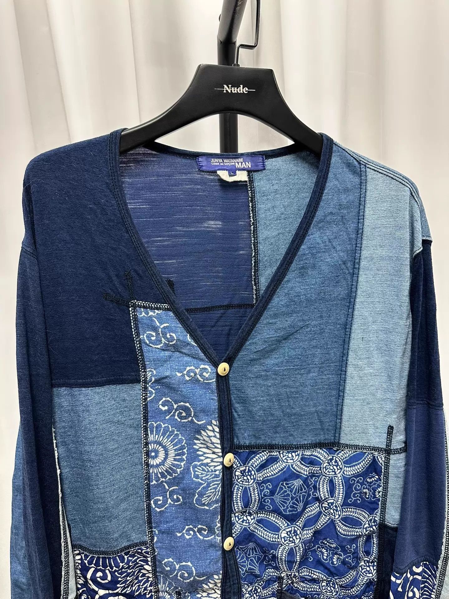 Junya Watanabe Indigo Patchwork Cardigan in Blue Size US L / EU 52-54 / 3 - 2 Thumbnail