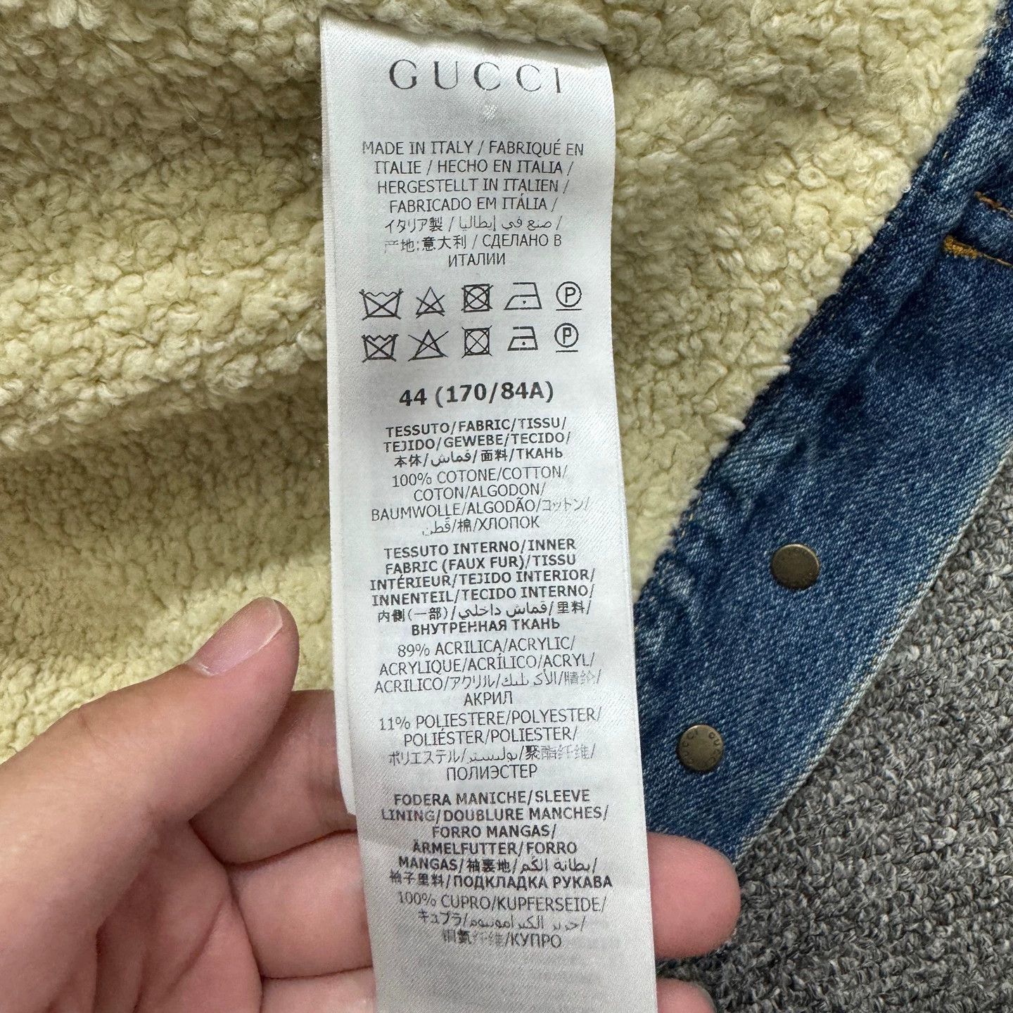 Gucci Stylish Blue Denim Jacket with Shearling Lining Size US S / EU 44-46 / 1 - 3 Thumbnail