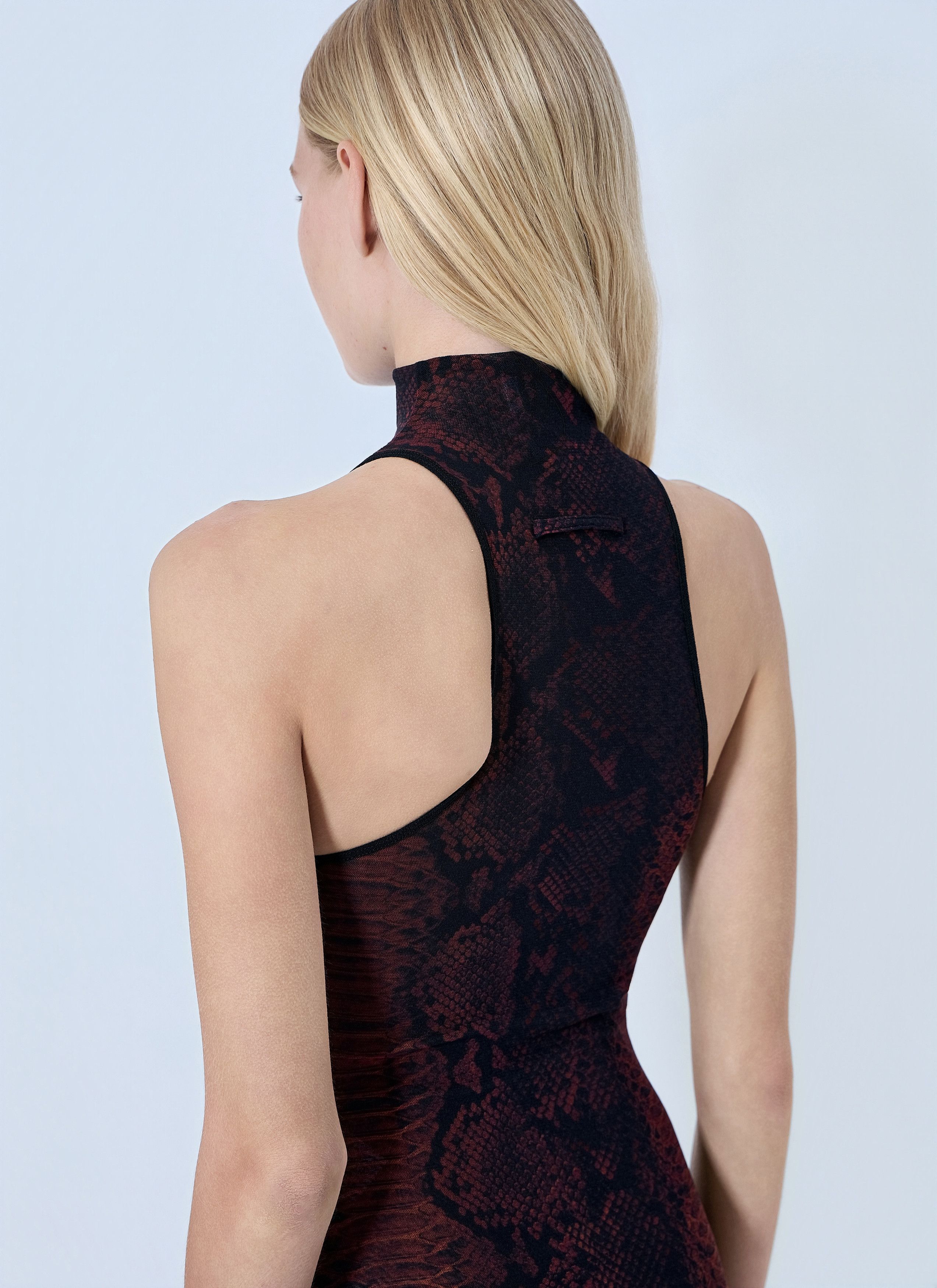 Jean Paul Gaultier Mesh High Neck Python Printed Long Dress Size M / US 6-8 / IT 42-44 - 6 Thumbnail