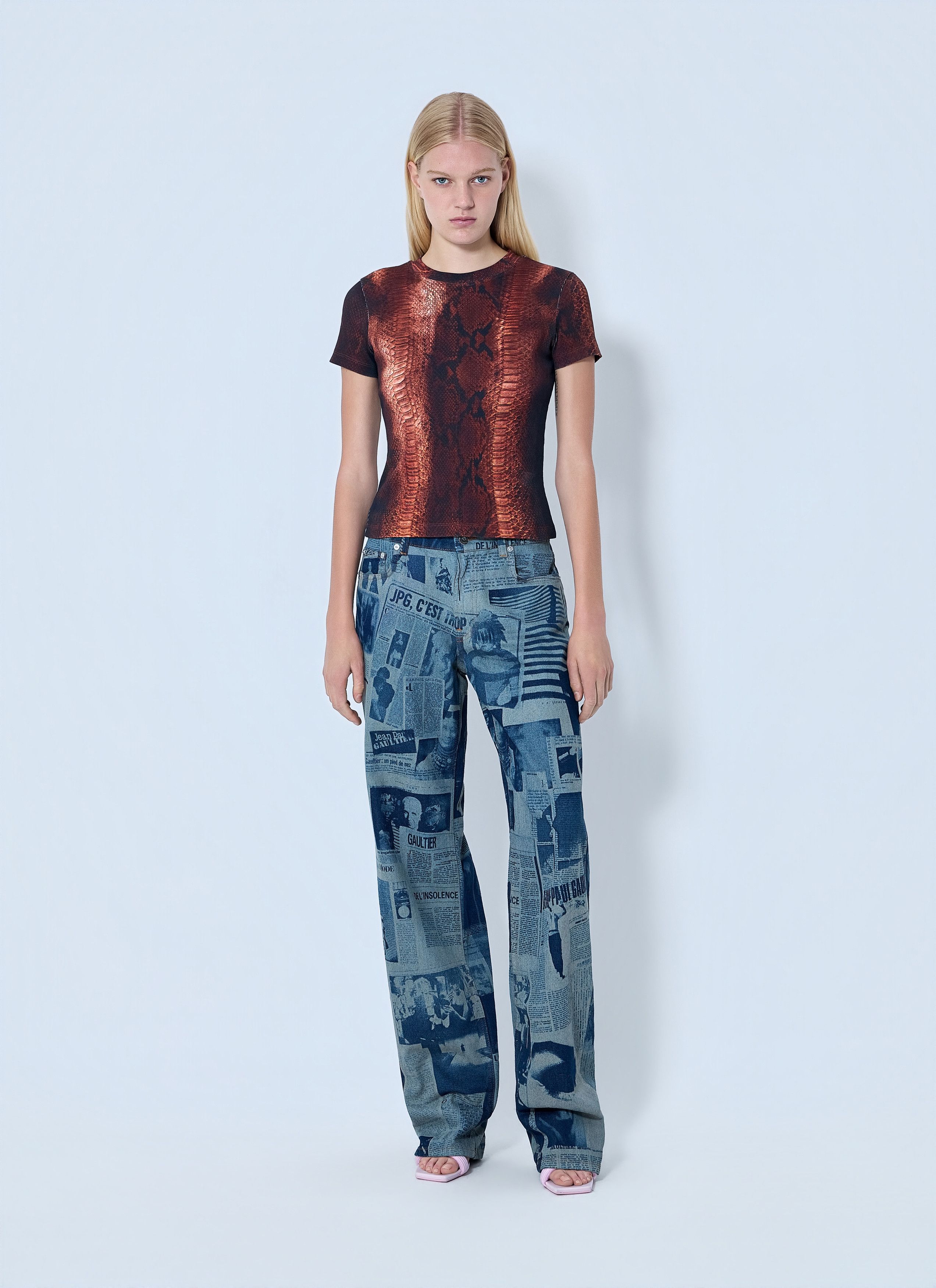 Jean Paul Gaultier Cotton Ribbed Python Print T-shirt Size S / US 4 / IT 40 - 2 Thumbnail