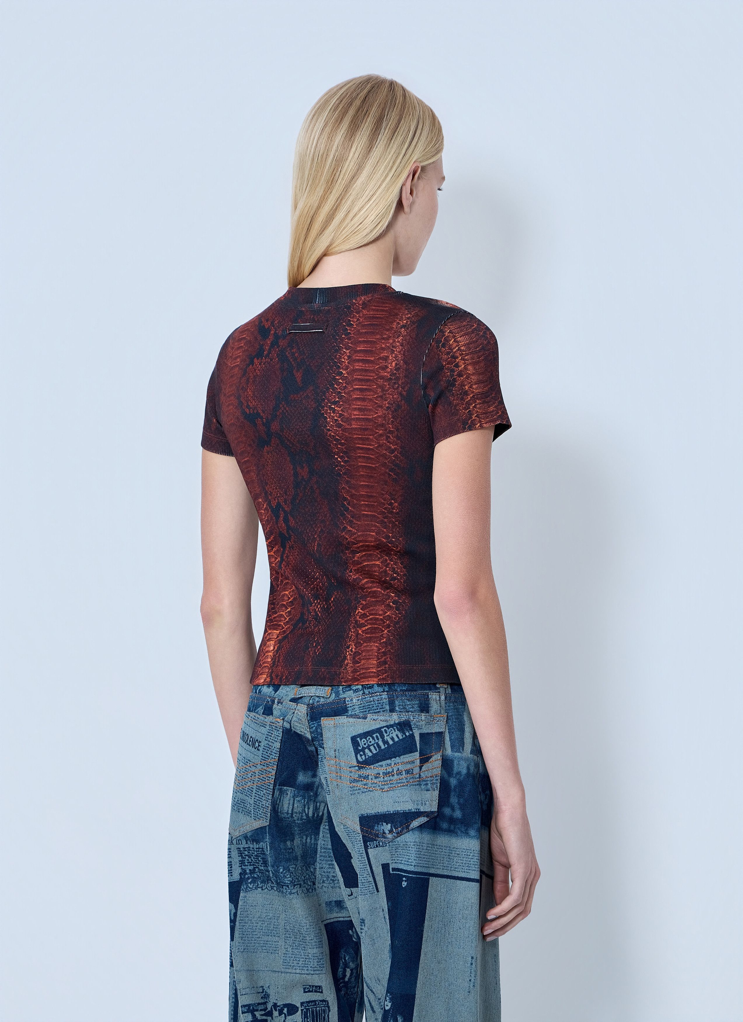Jean Paul Gaultier Cotton Ribbed Python Print T-shirt Size S / US 4 / IT 40 - 4 Thumbnail