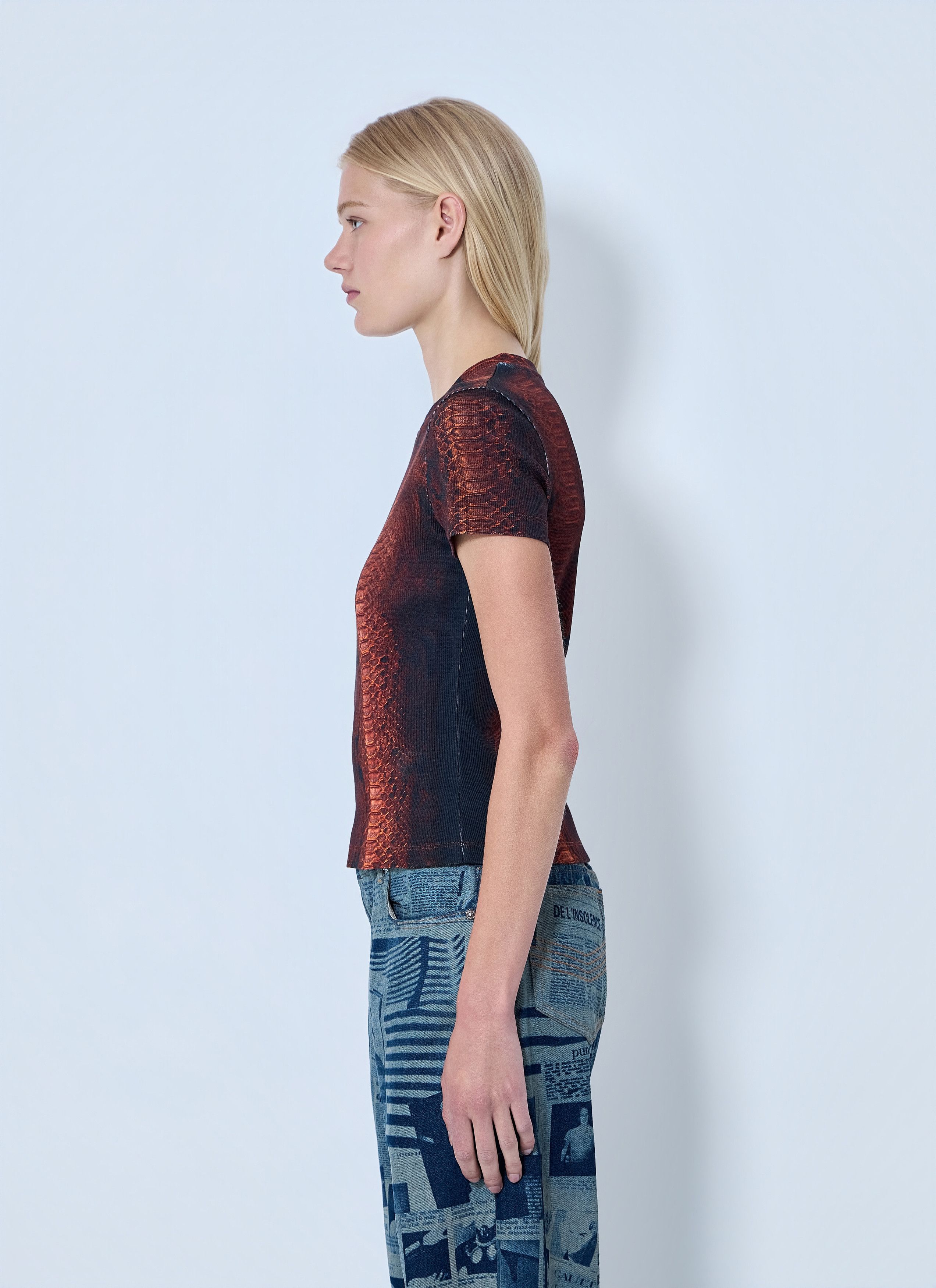 Jean Paul Gaultier Cotton Ribbed Python Print T-shirt Size XS / US 0-2 / IT 36-38 - 3 Thumbnail