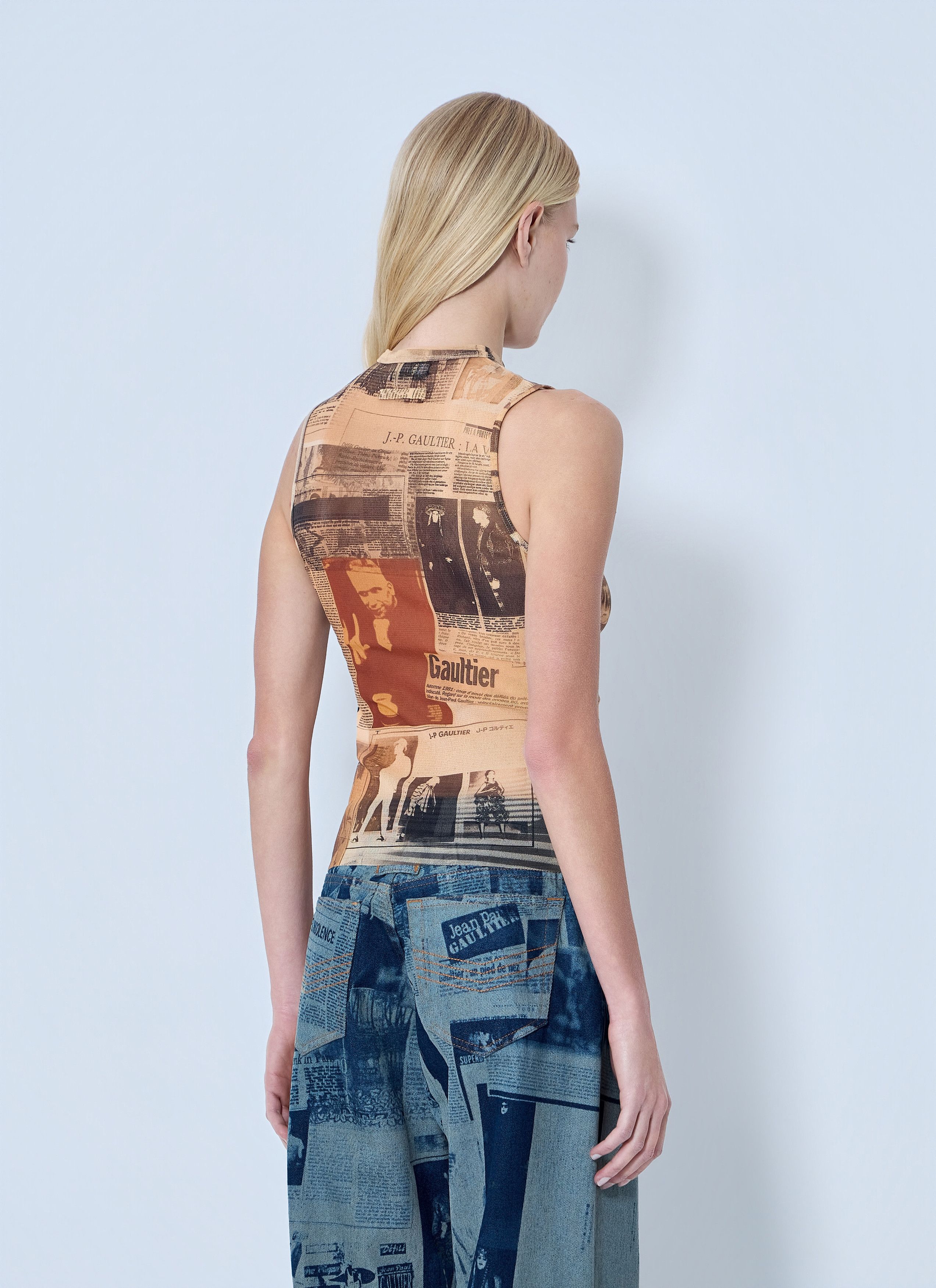 Jean Paul Gaultier Mesh Printed Journal Tank Top Size L / US 10 / IT 46 - 4 Thumbnail