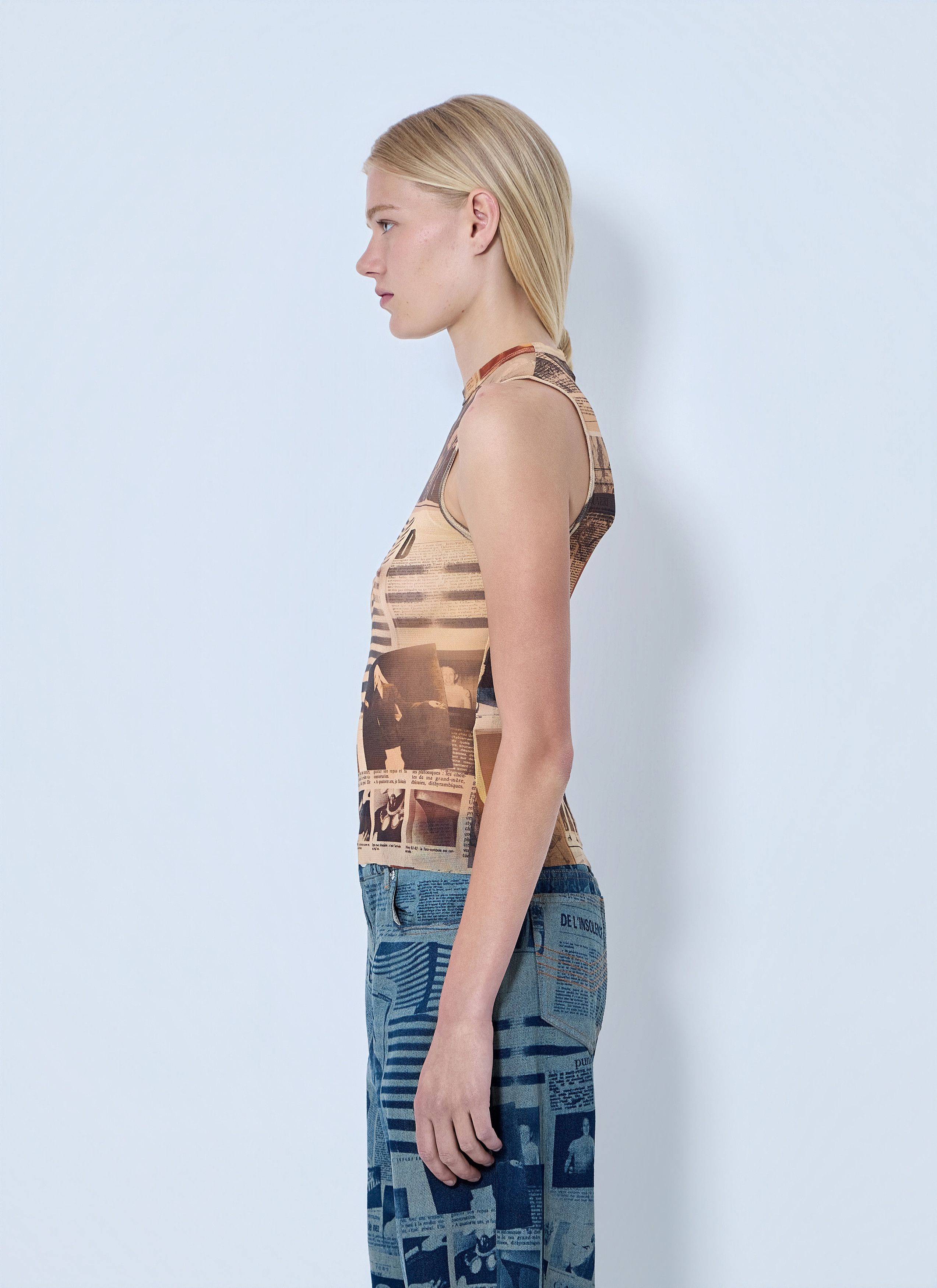 Jean Paul Gaultier Mesh Printed Journal Tank Top Size M / US 6-8 / IT 42-44 - 3 Thumbnail
