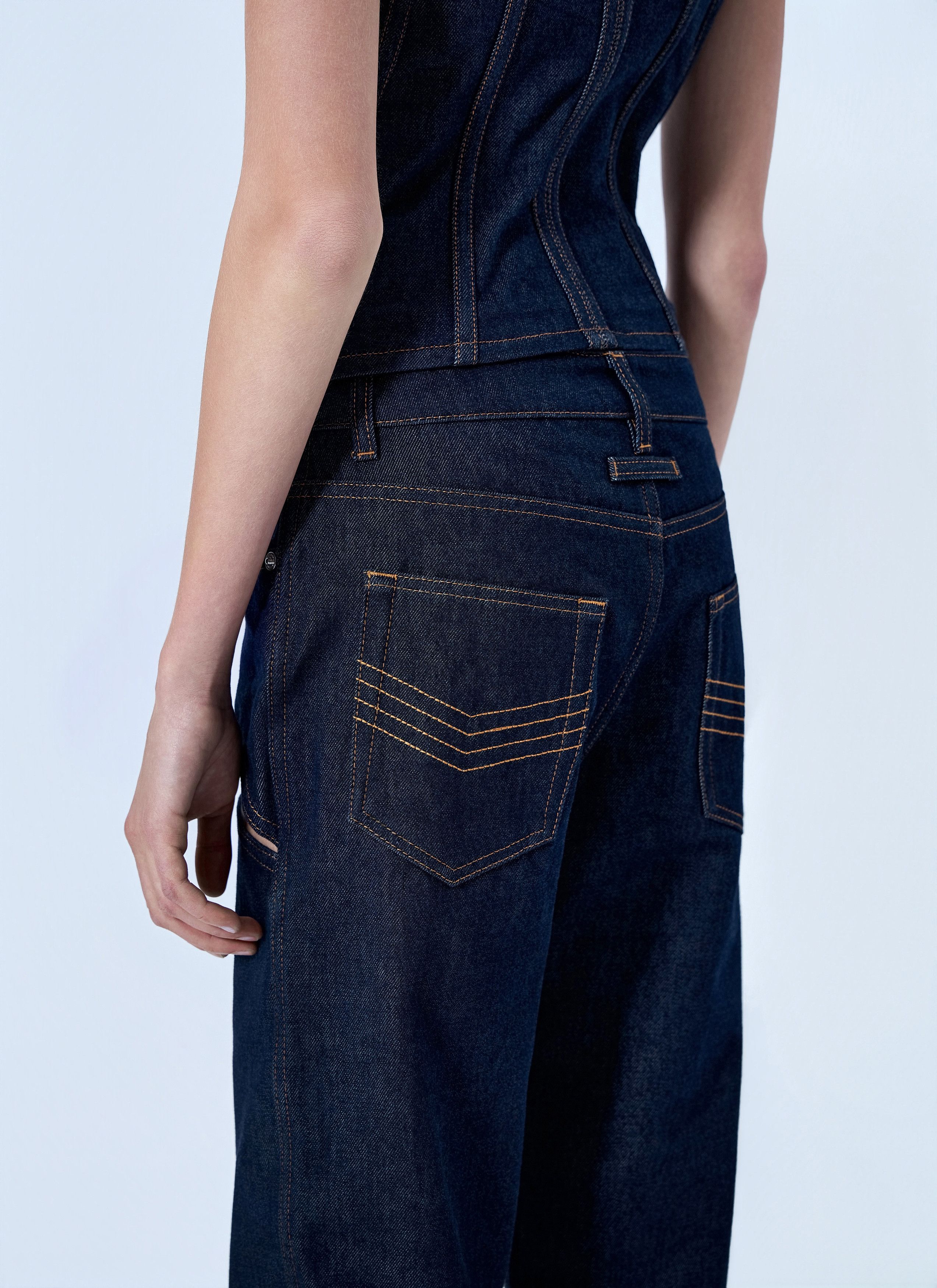Jean Paul Gaultier Cut Out Wide Leg Jeans Size 28" / US 6 / IT 42 - 6 Thumbnail