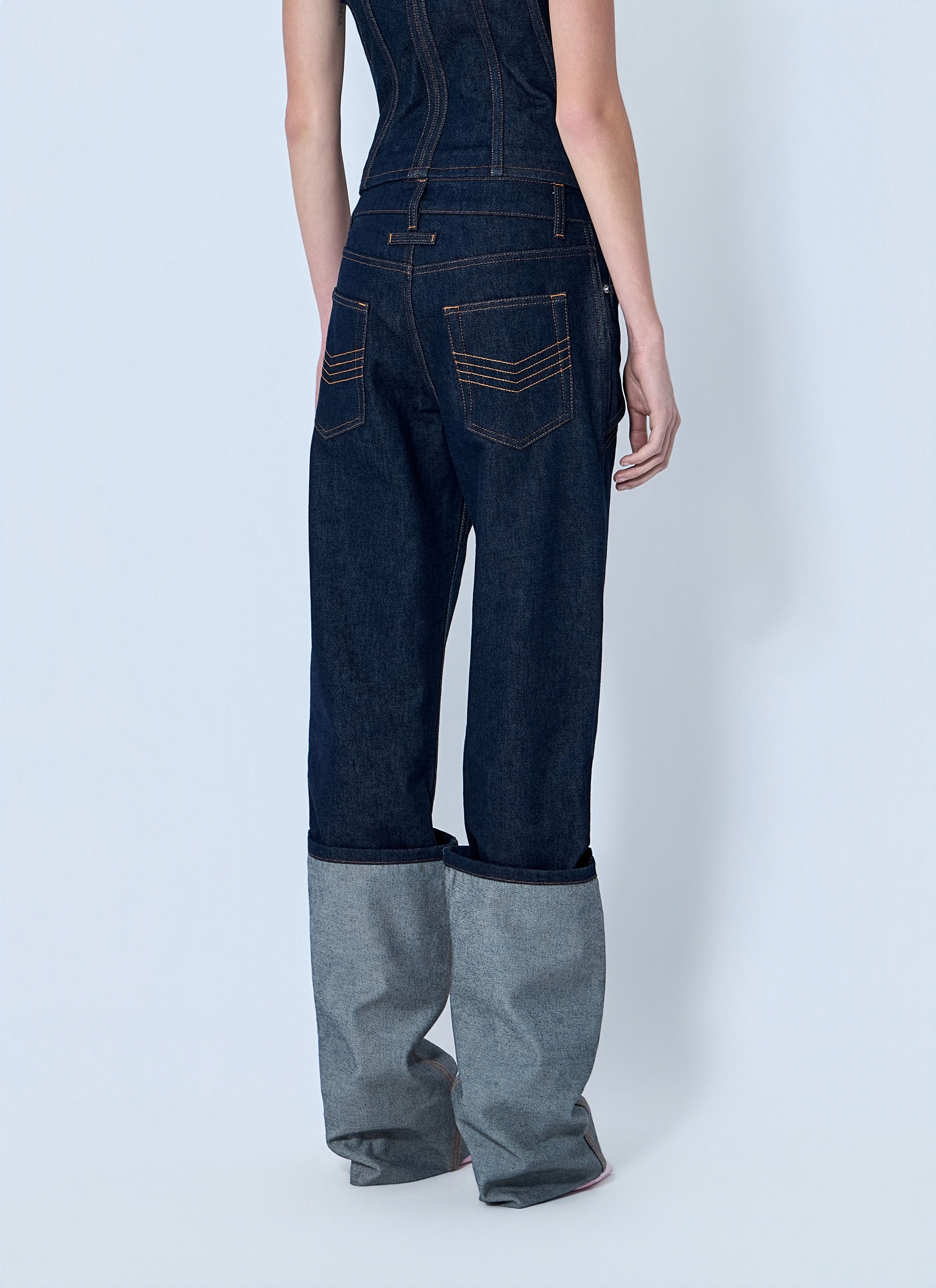 Jean Paul Gaultier Cut Out Wide Leg Jeans Size 28" / US 6 / IT 42 - 4 Thumbnail