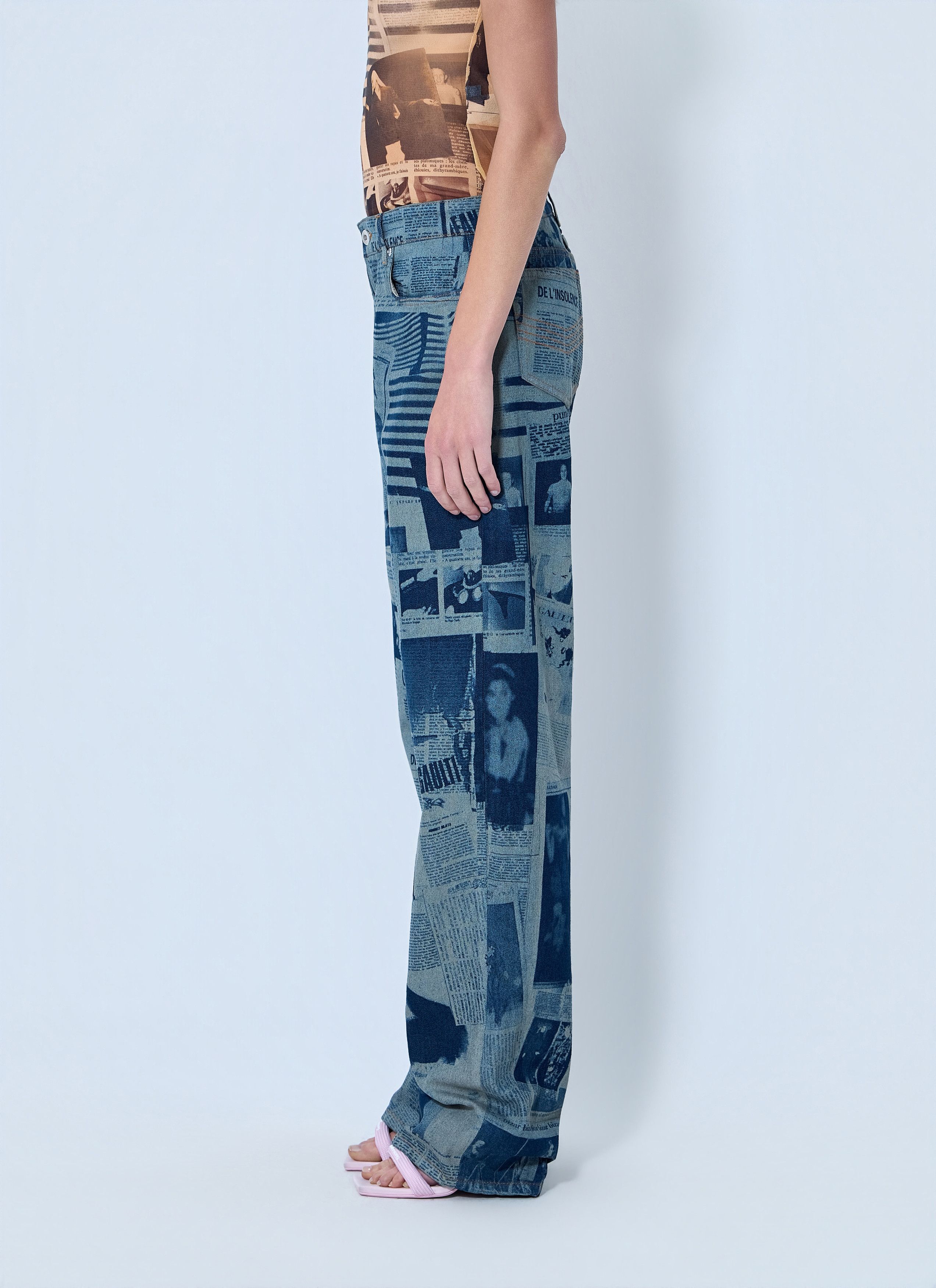 Jean Paul Gaultier Newspaper Print Jeans Size 29" - 3 Thumbnail