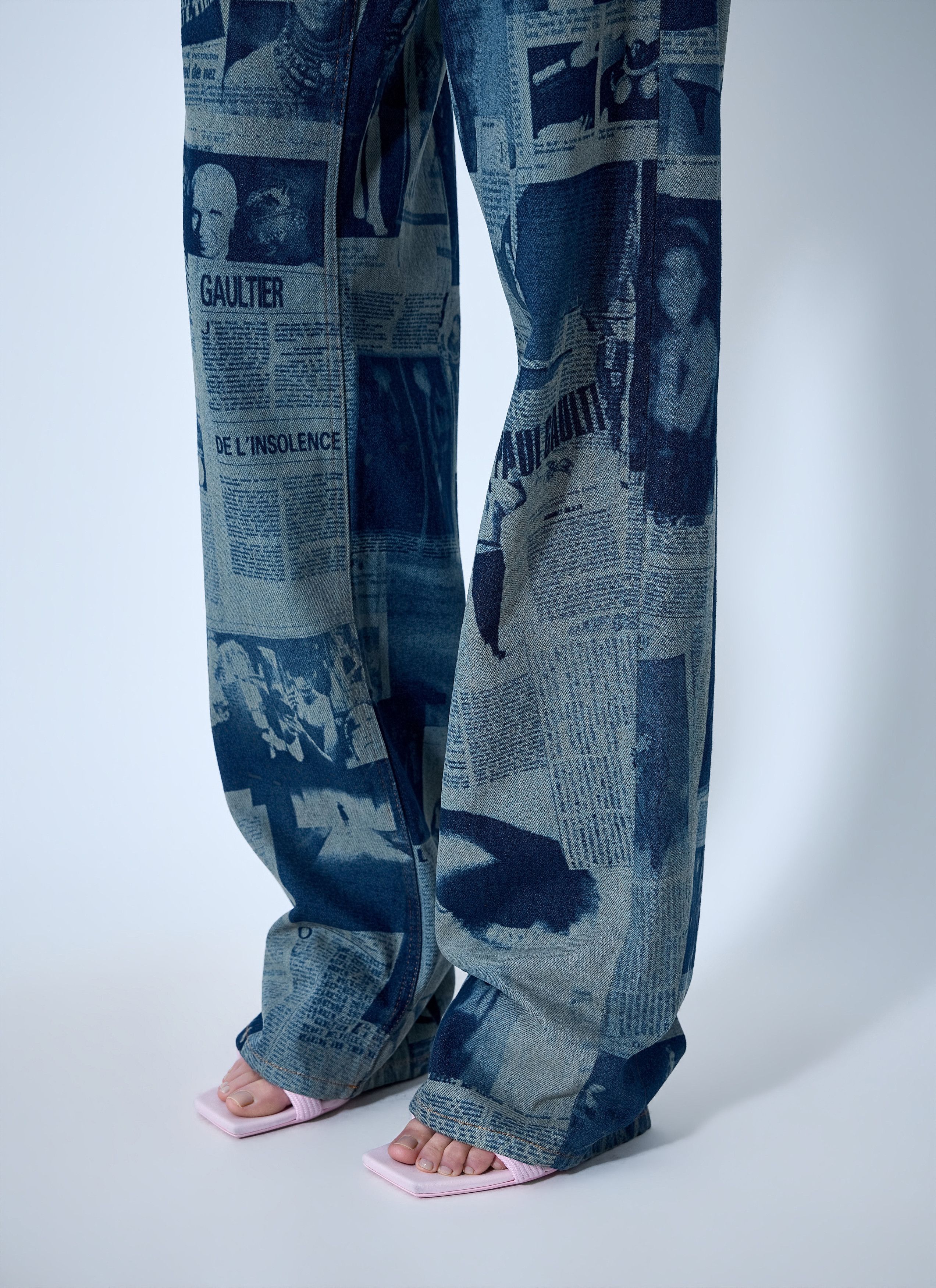 Jean Paul Gaultier Newspaper Print Jeans Size 29" - 6 Thumbnail