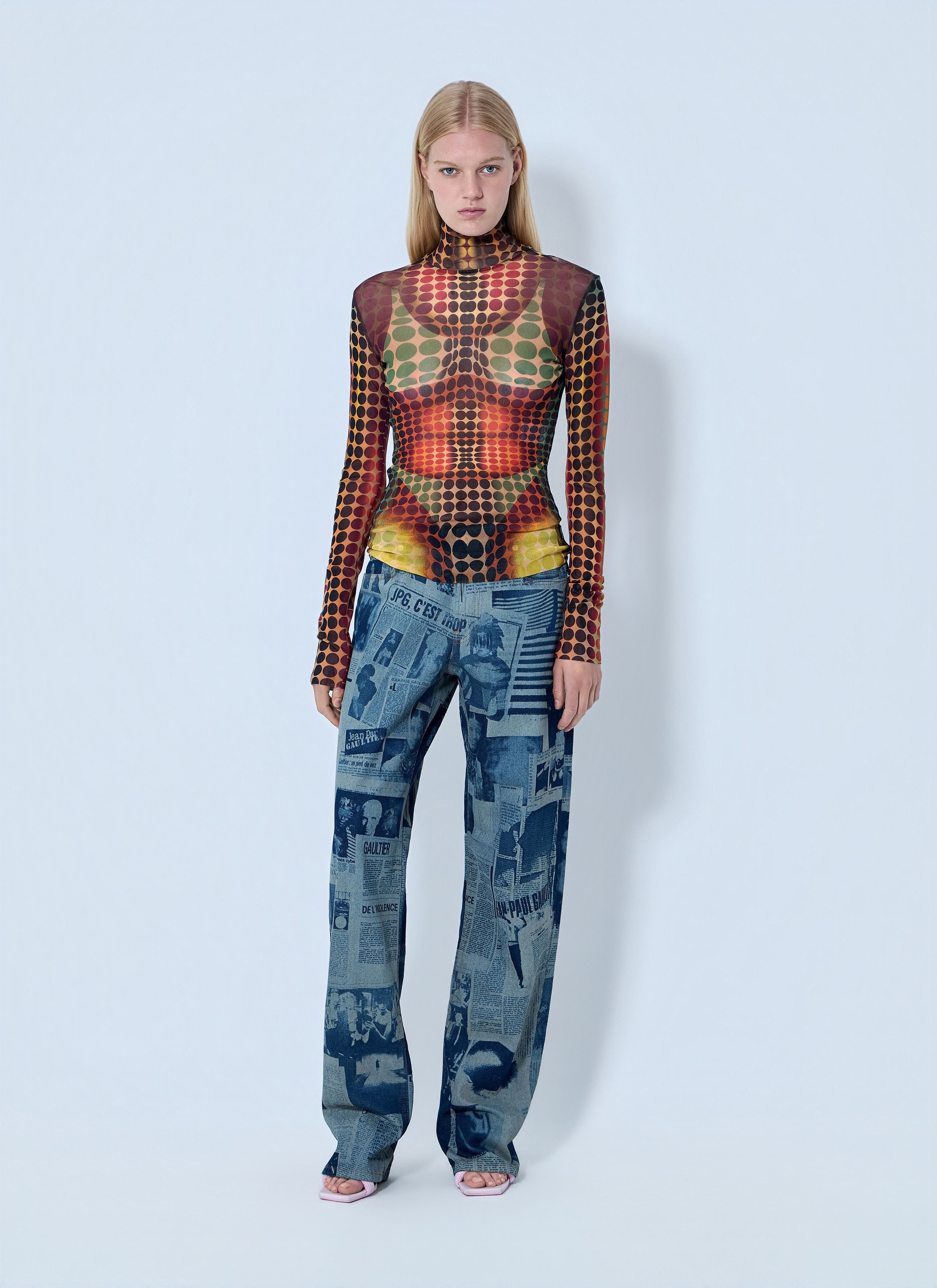 Jean Paul Gaultier Re-Edition The Brown Dots Mesh Top Size XS / US 0-2 / IT 36-38 - 2 Thumbnail