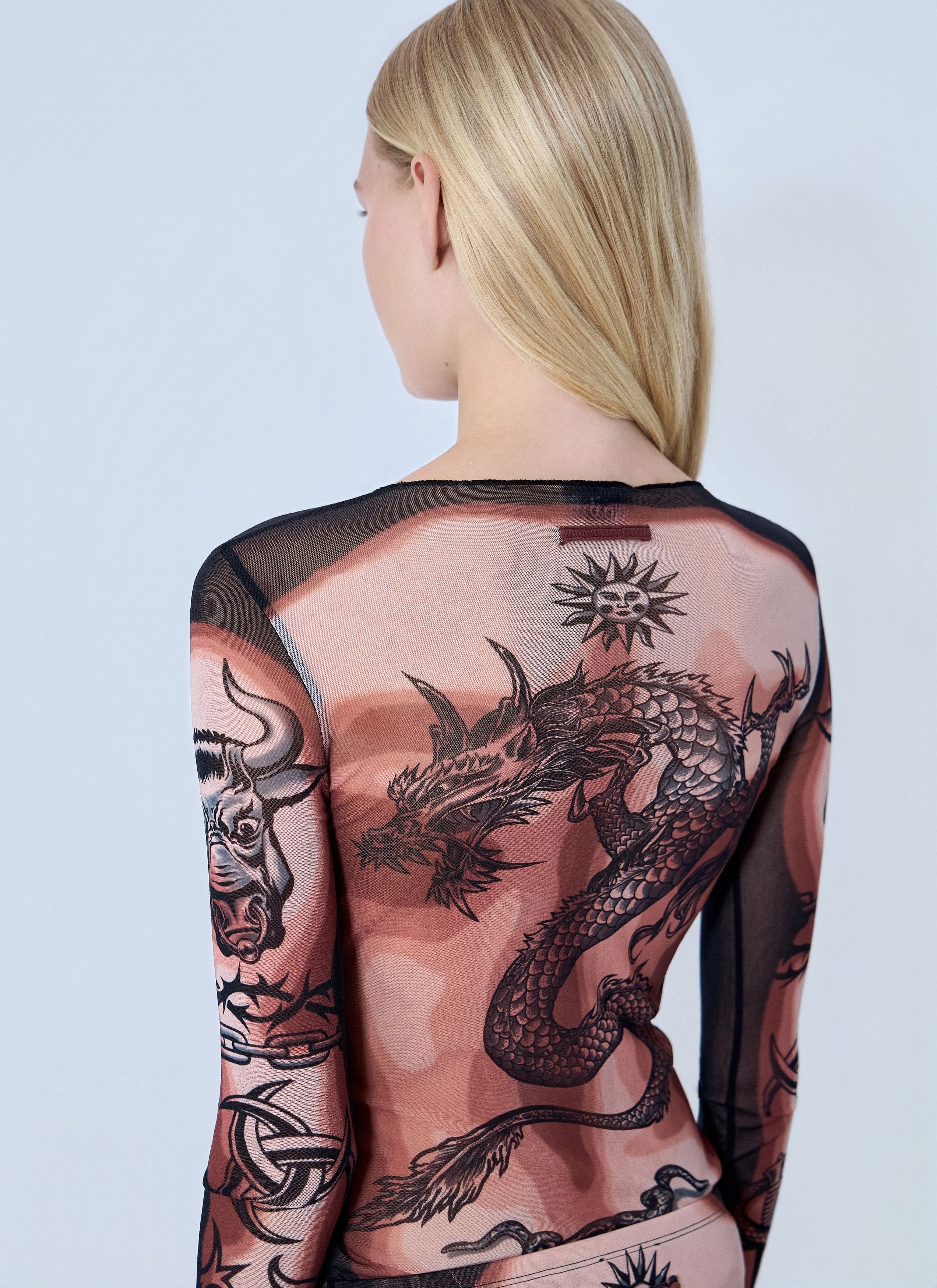 Jean Paul Gaultier Re-Edition Safe Sex Tattoo Longsleeve Top Size L / US 10 / IT 46 - 6 Thumbnail