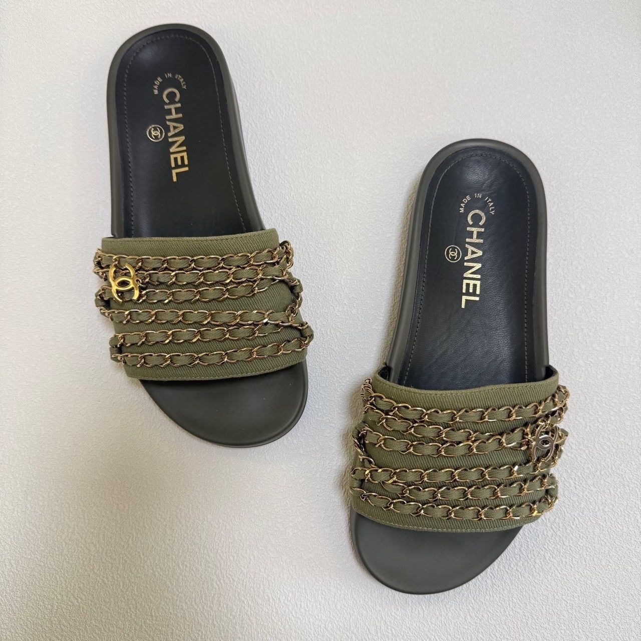 Chanel Chanel Green Chain CC Logo Slides Size 37 Size US 7 / IT 37 - 10 Thumbnail