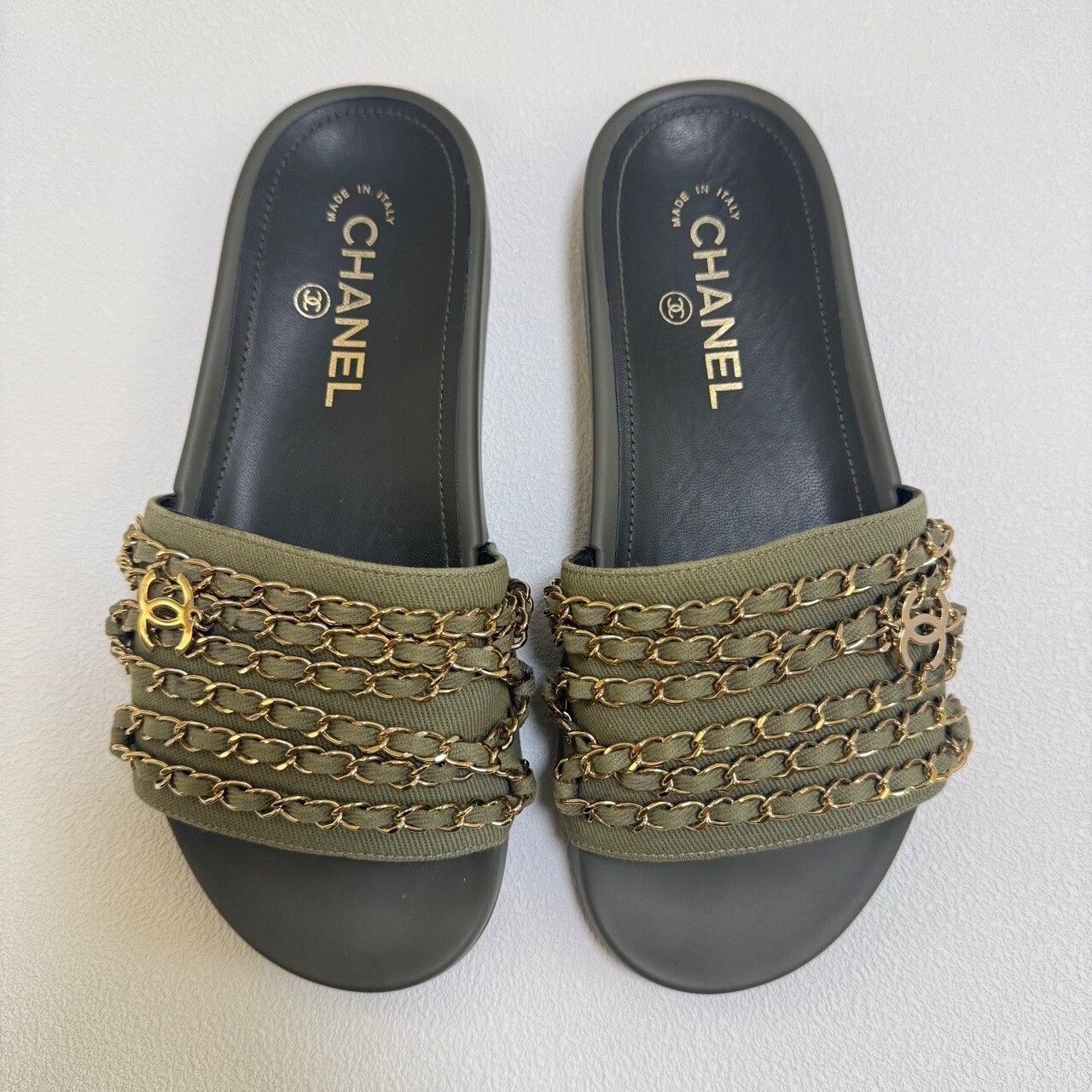 Chanel Chanel Green Chain CC Logo Slides Size 37 Size US 7 / IT 37 - 3 Thumbnail