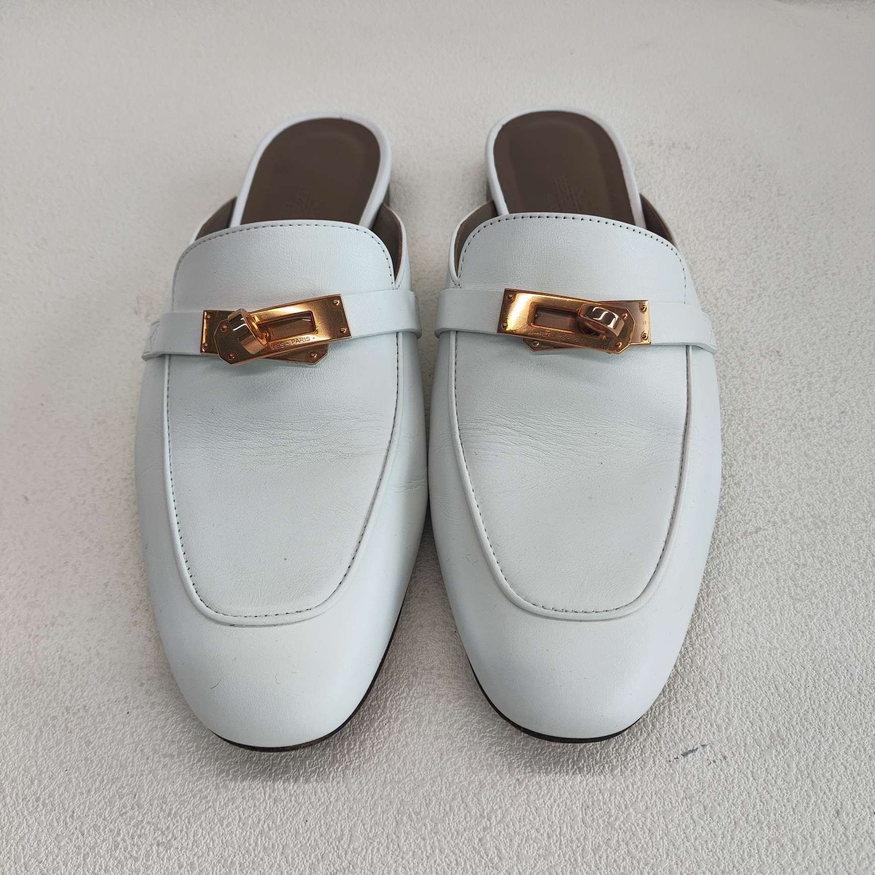 Hermes Hermes White Kelly Leather Mules Size 38 Size US 8 / IT 38 - 2 Thumbnail