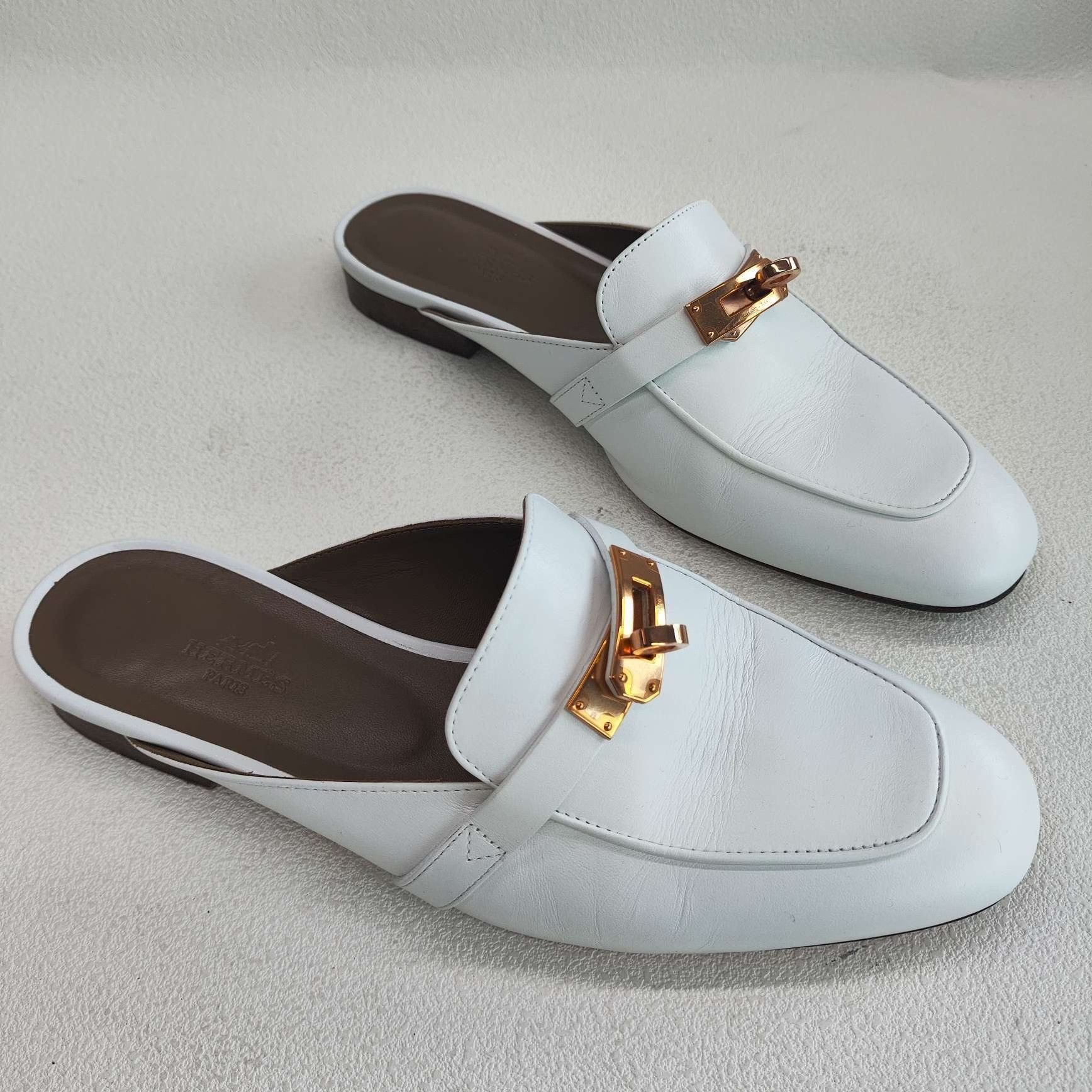 Hermes Hermes White Kelly Leather Mules Size 38 Size US 8 / IT 38 - 4 Thumbnail