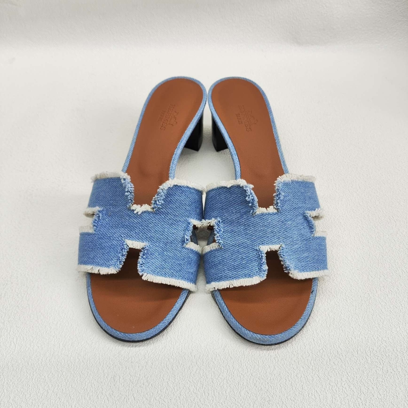 Hermes Hermès Oasis Denim Frayed Sandals Size 37.5 Size US 7.5 / IT 37.5 - 3 Thumbnail