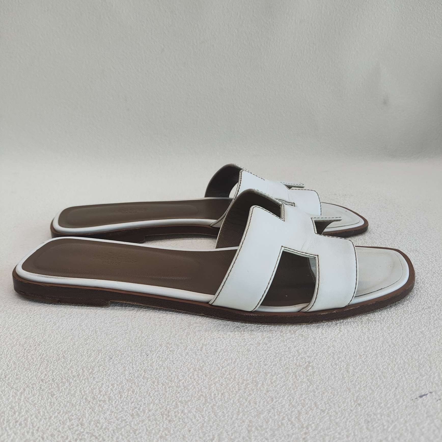 Hermes Hermès White Leather Oran Sandals Size 38 Size US 8 / IT 38 - 5 Thumbnail