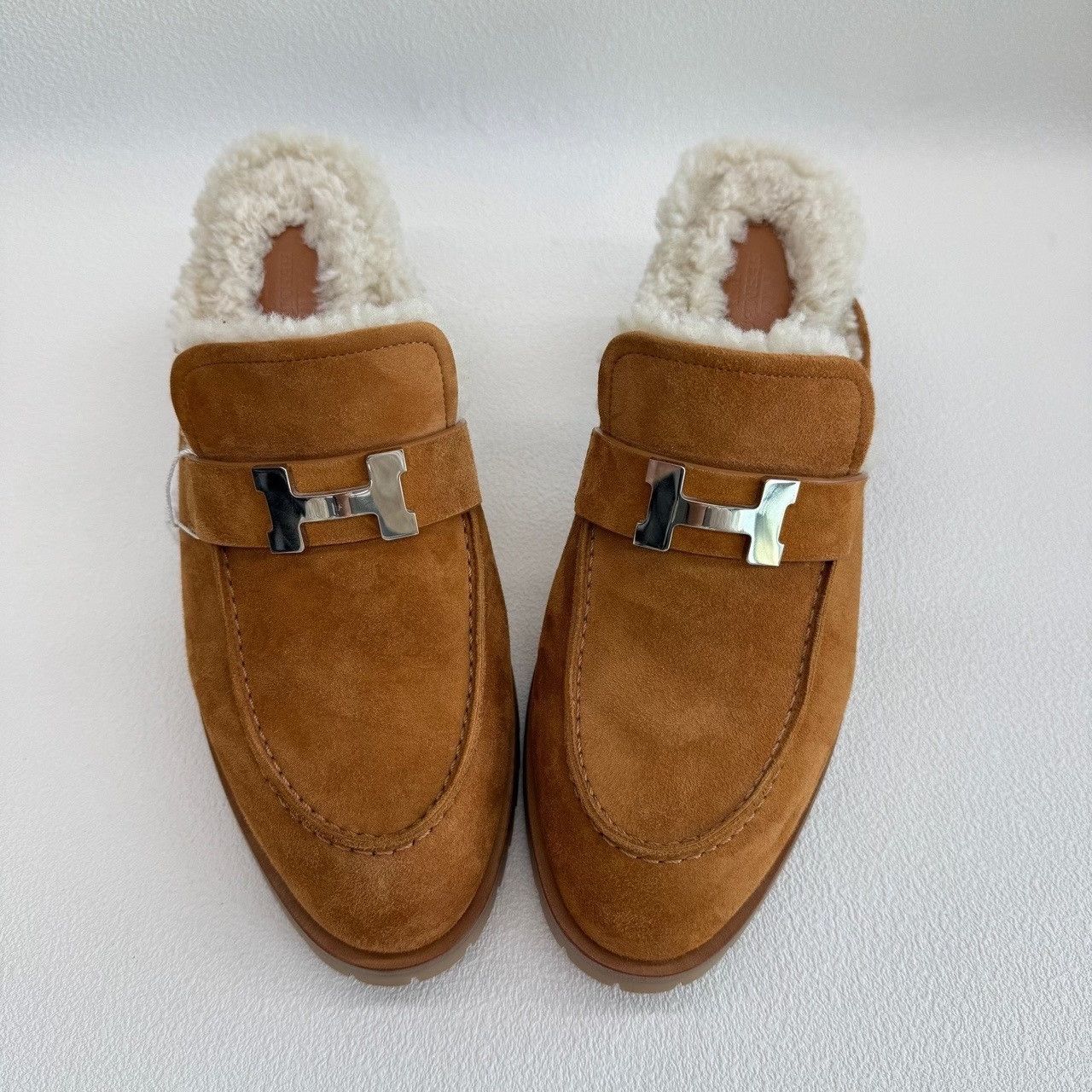Hermes Hermès Suede Shearling H Mules Size 39 Size US 9 / IT 39 - 10 Thumbnail