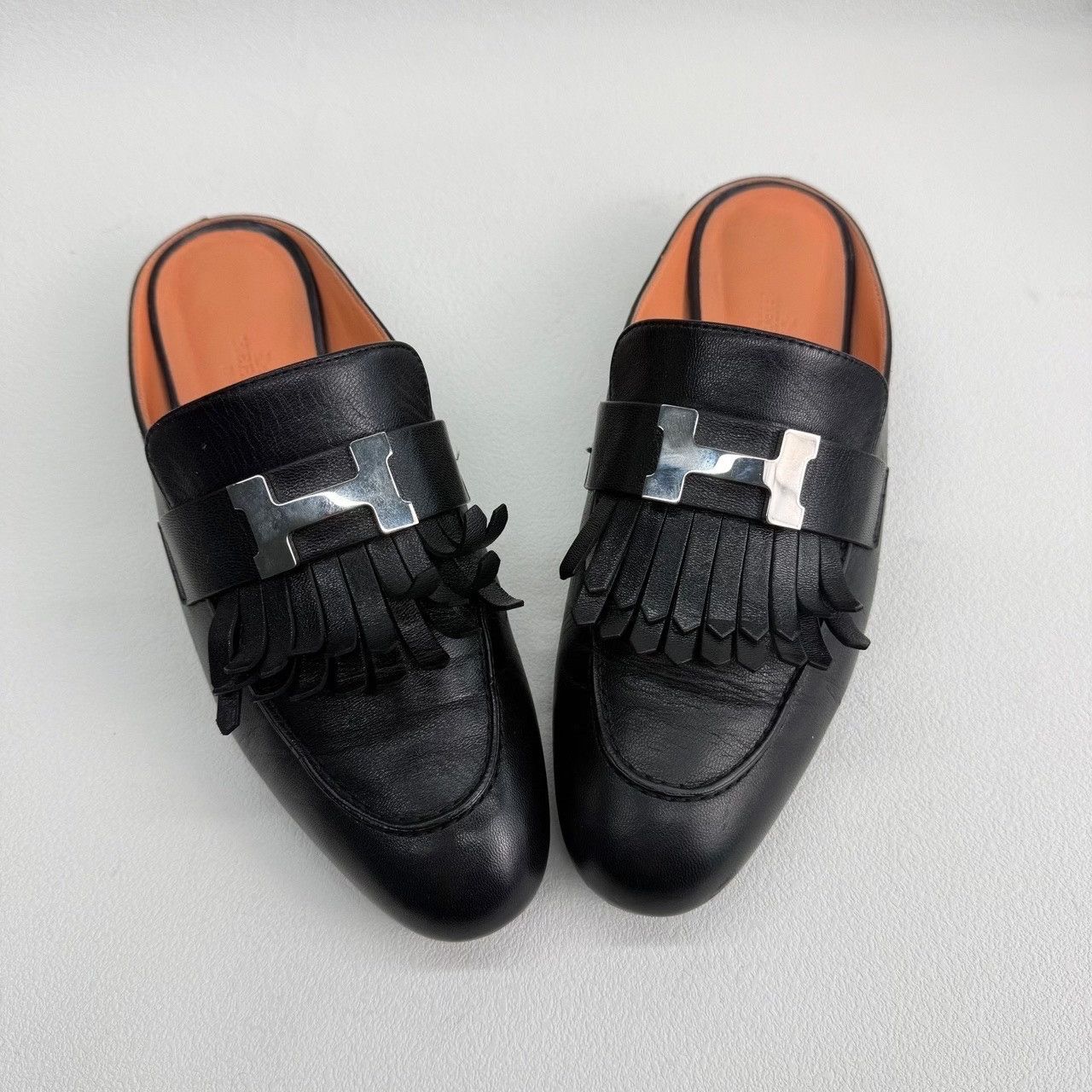Hermes Hermes Black Leather H-Hardware Tassel Mules Size 36 Size US 6 / IT 36 - 10 Thumbnail