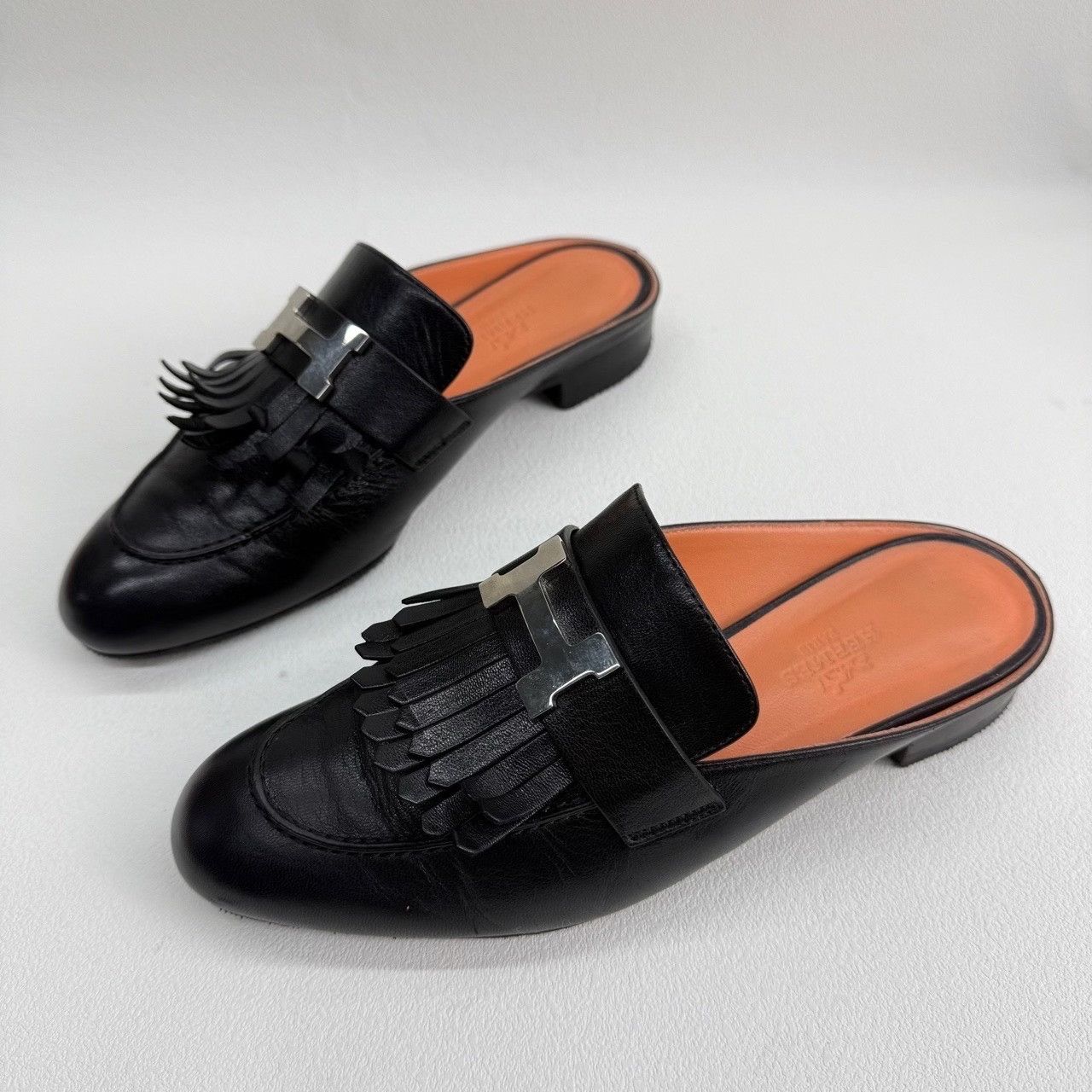 Hermes Hermes Black Leather H-Hardware Tassel Mules Size 36 Size US 6 / IT 36 - 2 Thumbnail