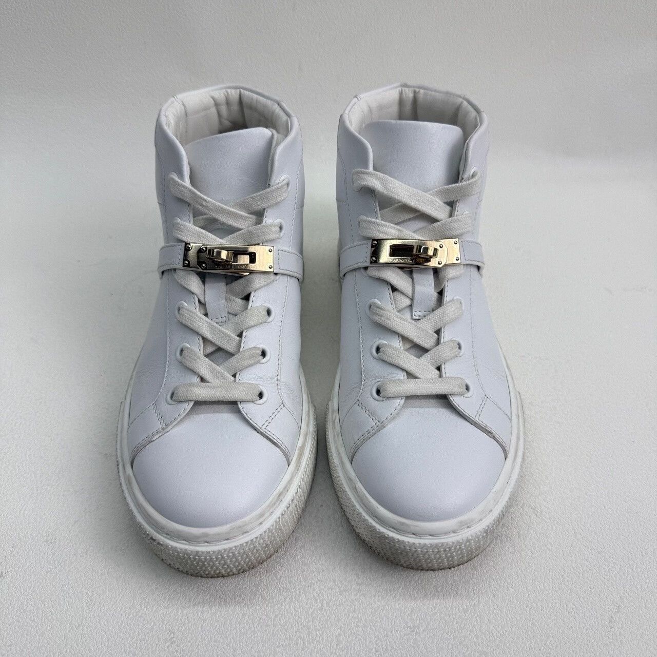 Hermes Hermès Kelly Leather High-Top Sneakers Size 36.5 Size US 5.5 / IT 35.5 - 3 Thumbnail