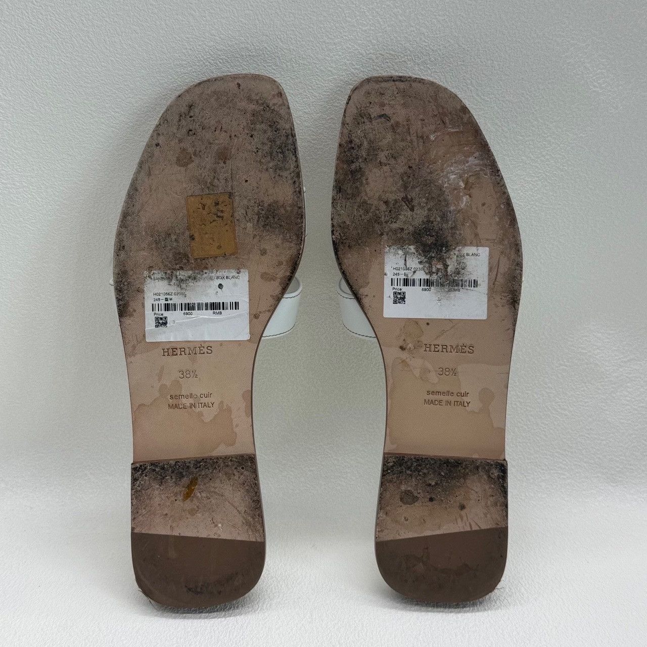 Hermes Hermès Oran White Leather Sandals Size 38.5 Size US 8.5 / IT 38.5 - 6 Thumbnail