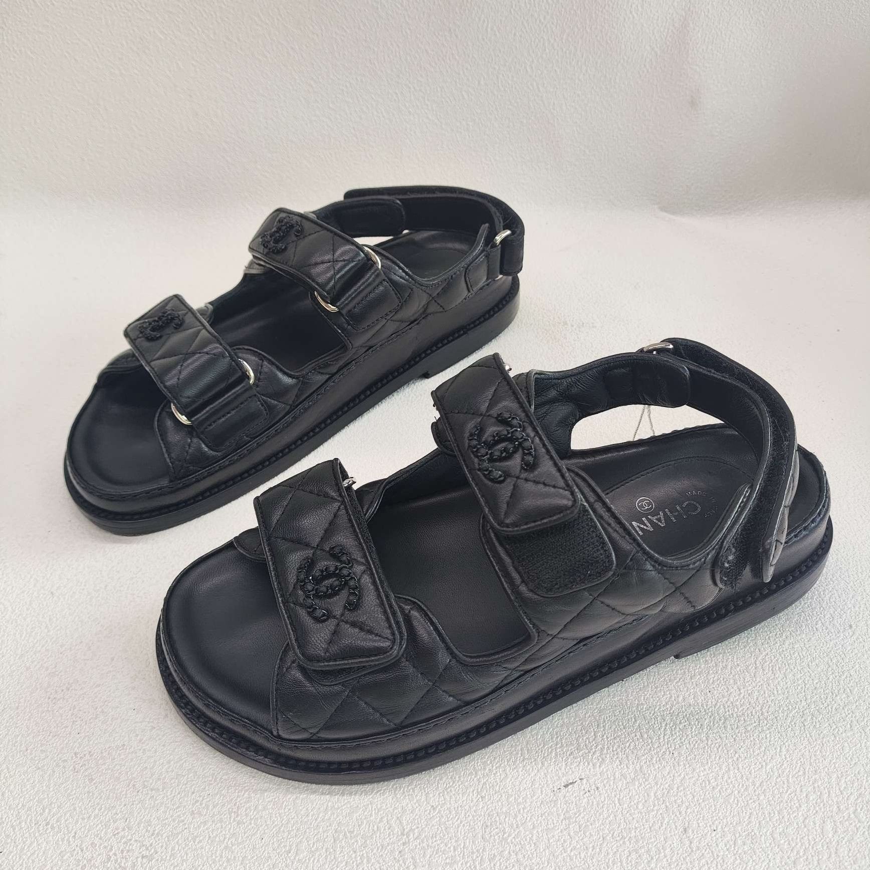Chanel Chanel Quilted Leather Velcro Sandals Size 36 Size US 5 / IT 35 - 2 Thumbnail