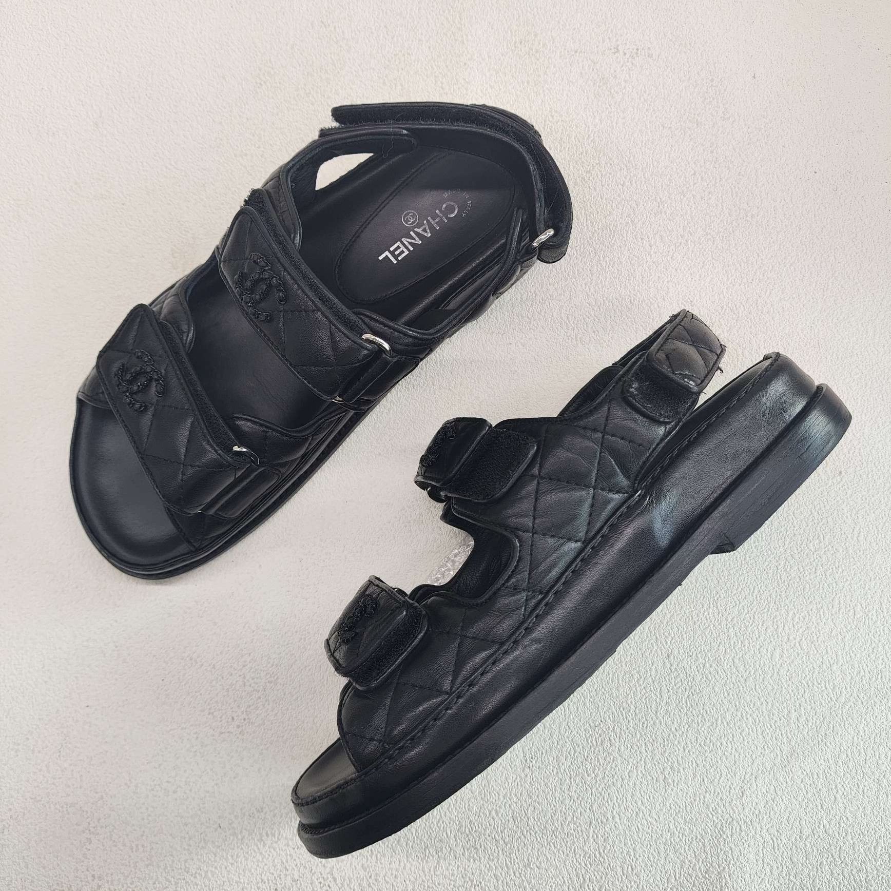 Chanel Chanel Quilted Leather Velcro Sandals Size 36 Size US 5 / IT 35 - 9 Thumbnail