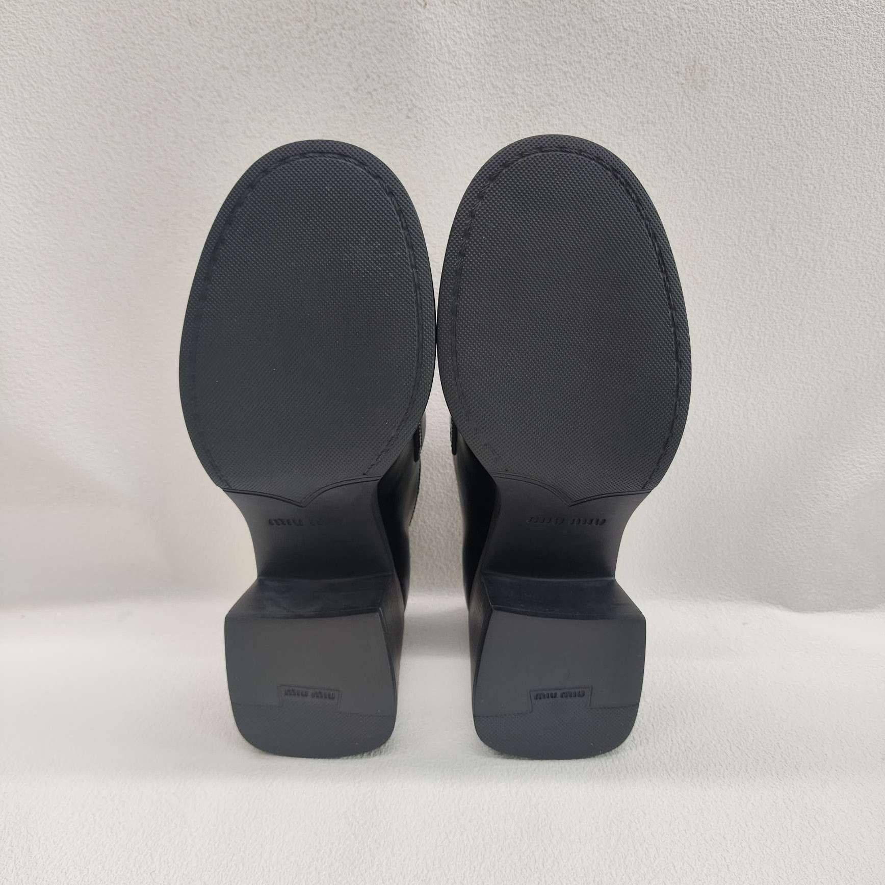 Miu Miu Miu Miu Leather Penny Block Heel Loafers Size 35.5 Size US 5.5 / IT 35.5 - 8 Thumbnail