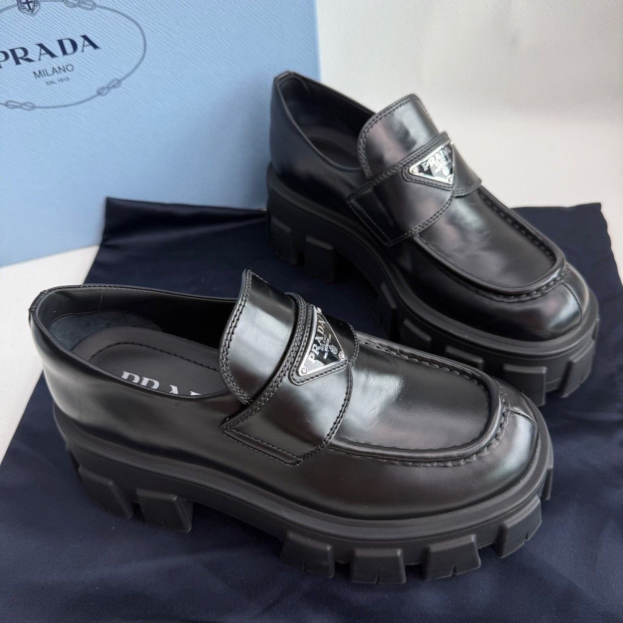 Prada Prada Monolith Leather Loafers Size 35.5 Size US 5.5 / IT 35.5 - 5 Thumbnail