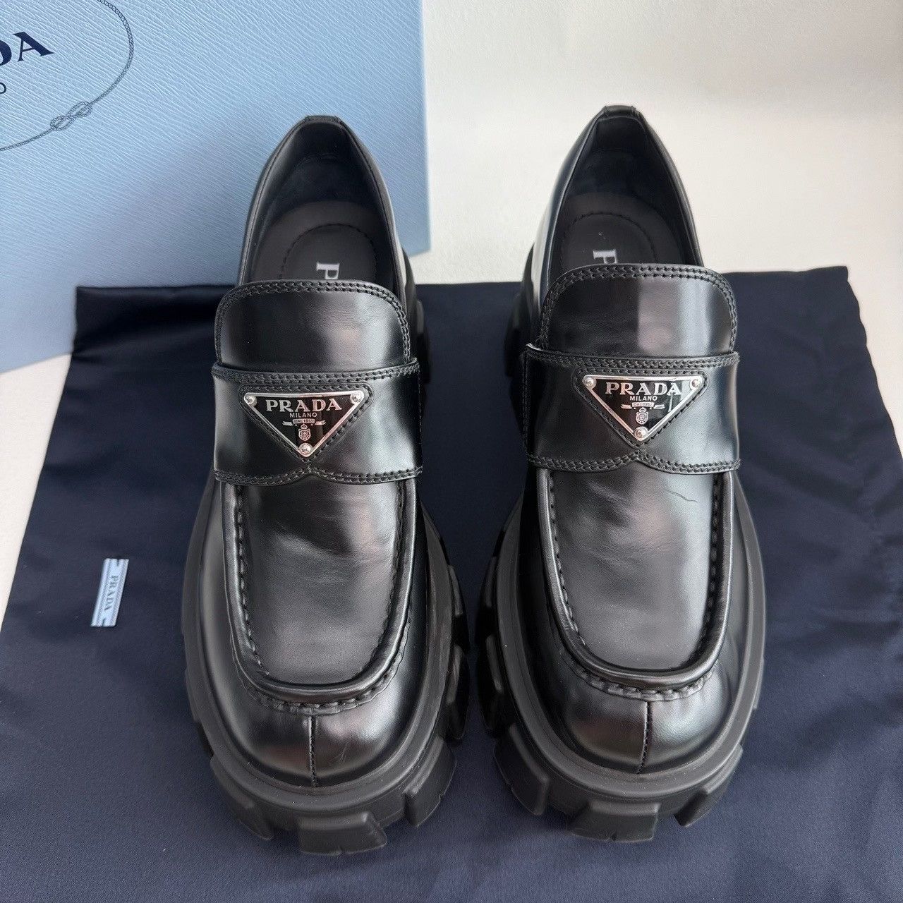 Prada Prada Monolith Leather Loafers Size 35.5 Size US 5.5 / IT 35.5 - 4 Thumbnail