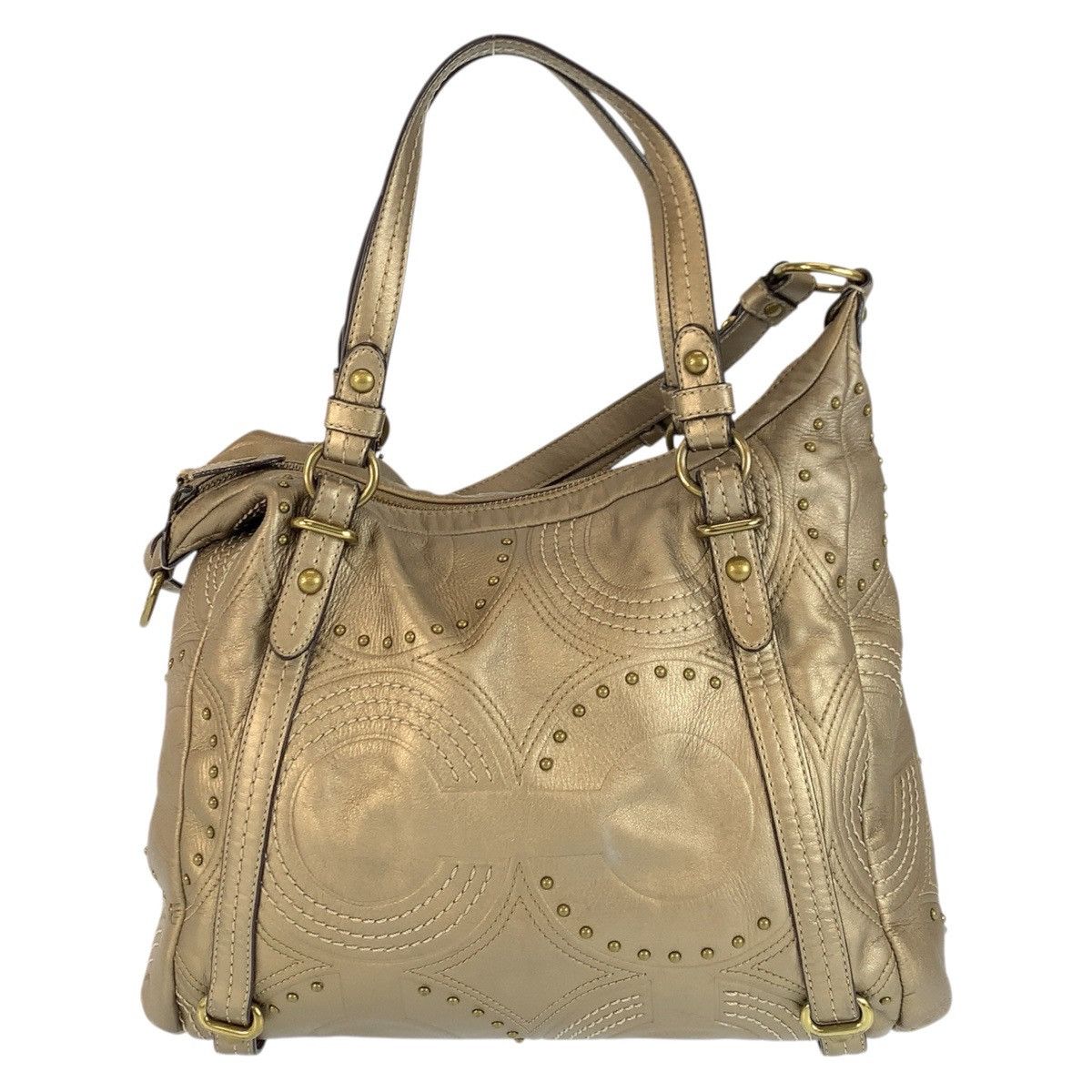 Coach Coach COACH Op Art Embossed Studded Alexandra Leather 2way bag Leather Shoulder Bag D1082 DUTY FREE for USA Size ONE SIZE - 2 Thumbnail