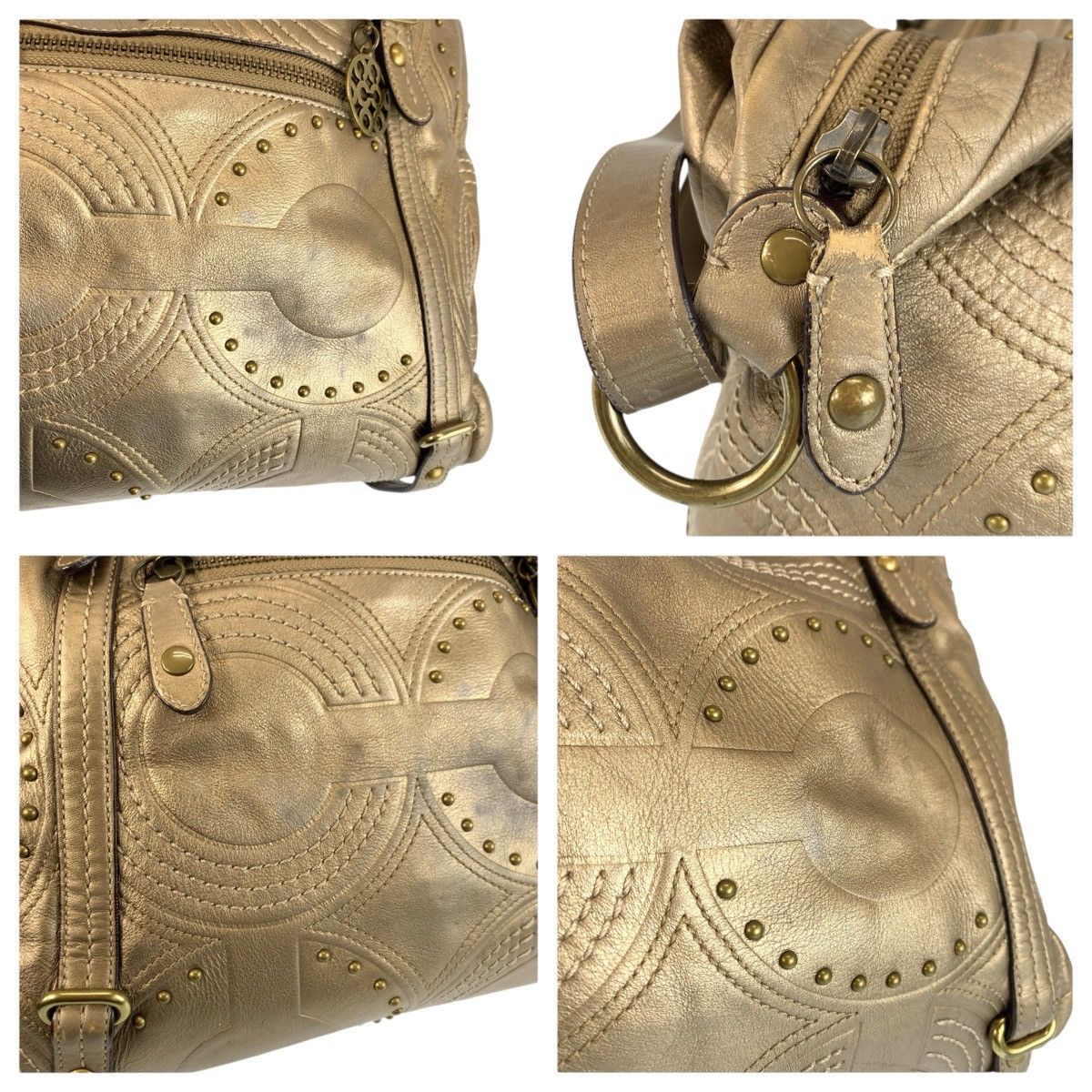 Coach Coach COACH Op Art Embossed Studded Alexandra Leather 2way bag Leather Shoulder Bag D1082 DUTY FREE for USA Size ONE SIZE - 5 Thumbnail