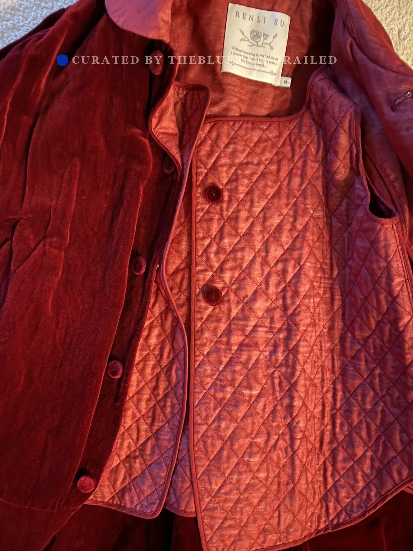 Renli Su Renlisu Red Velvet Double-Layer Vest Coat Size M / US 6-8 / IT 42-44 - 3 Thumbnail