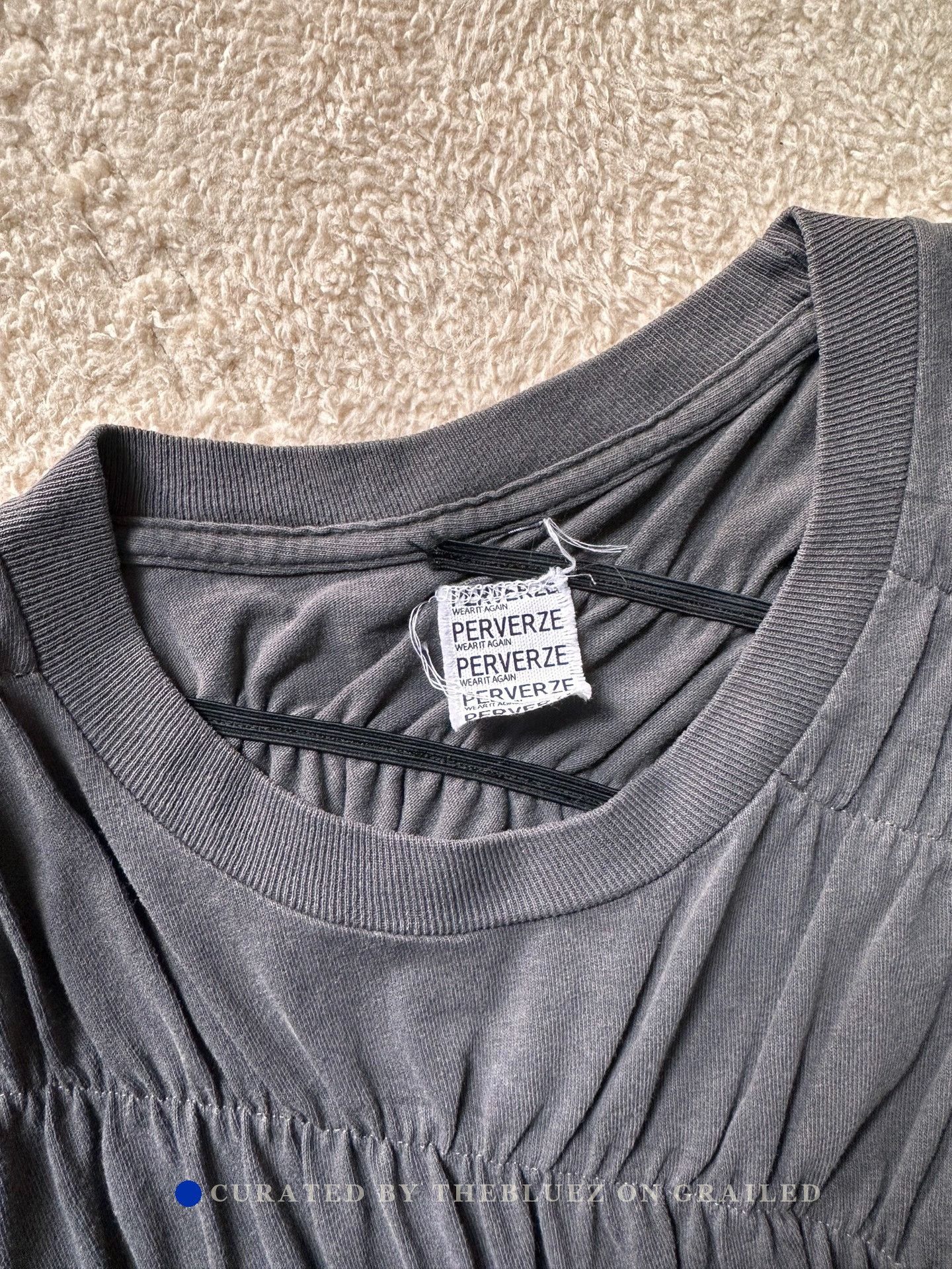 Pervert Perverze Gray Gathered Half-Sleeve T-shirt Size M / US 6-8 / IT 42-44 - 5 Thumbnail