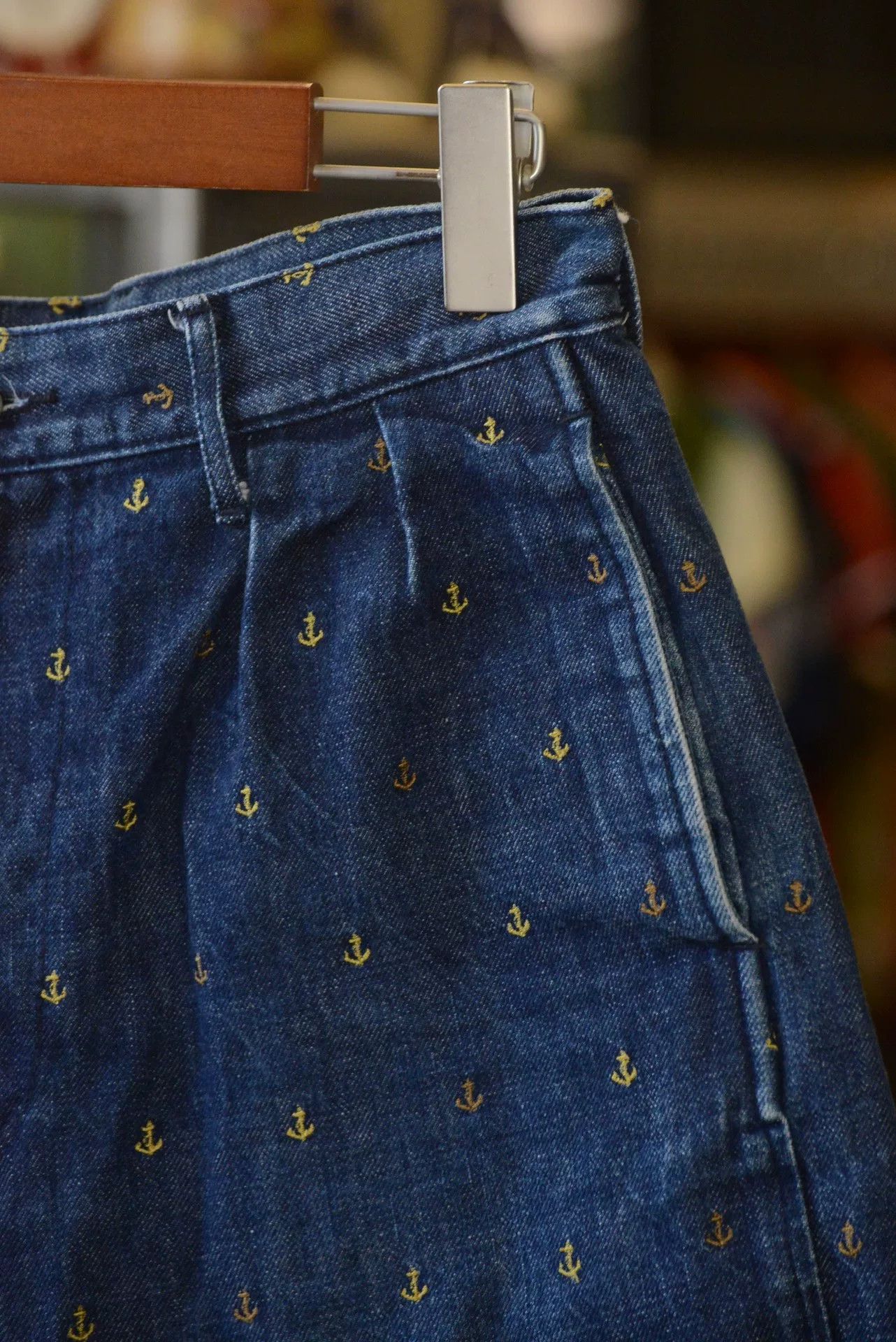 Kapital Kapital Embroidered Anchor Denim Shorts Size US 30 / EU 46 - 3 Thumbnail