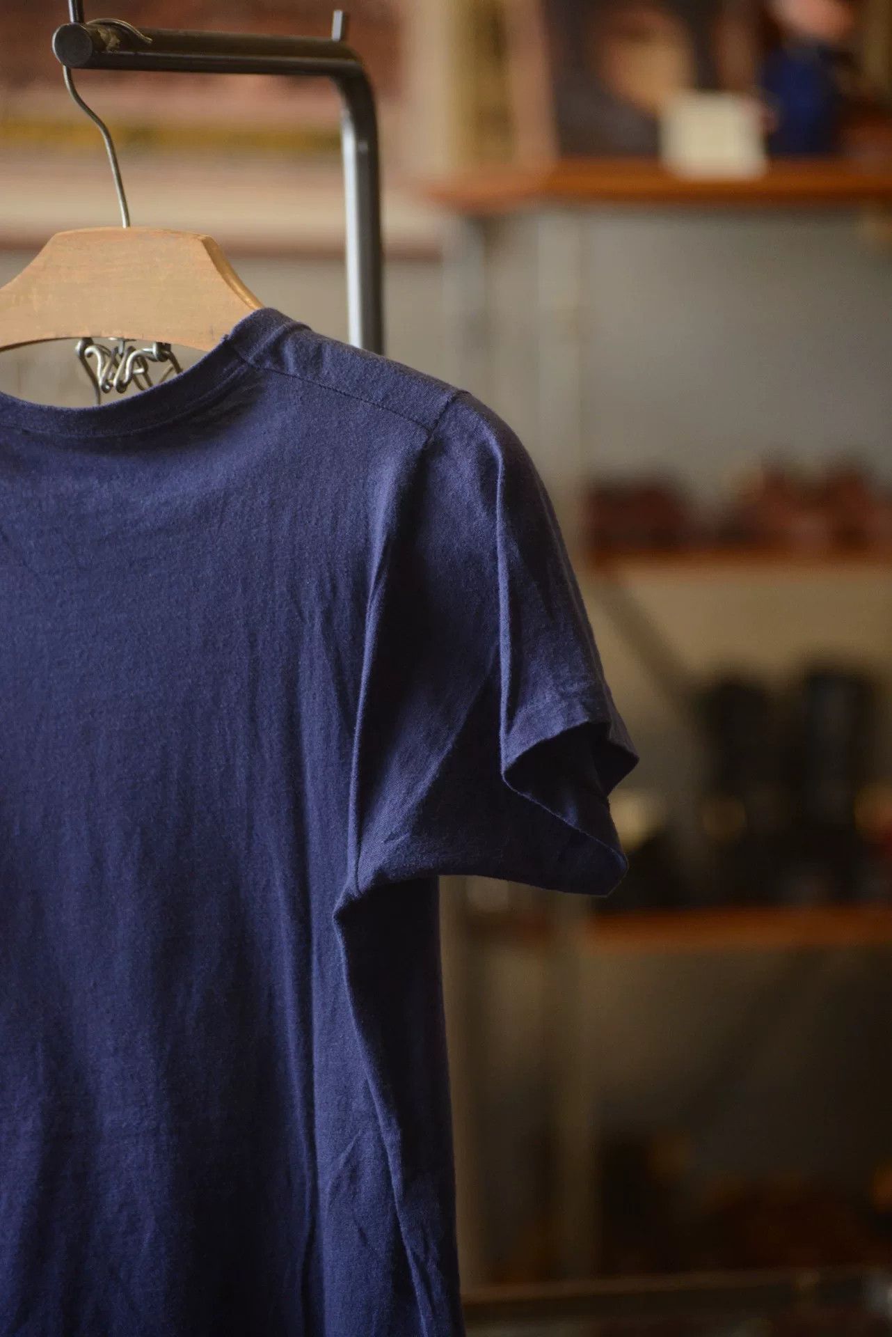 Vintage Vintage 1980s French Navy Flocked Print Tee Size M / US 6-8 / IT 42-44 - 6 Thumbnail